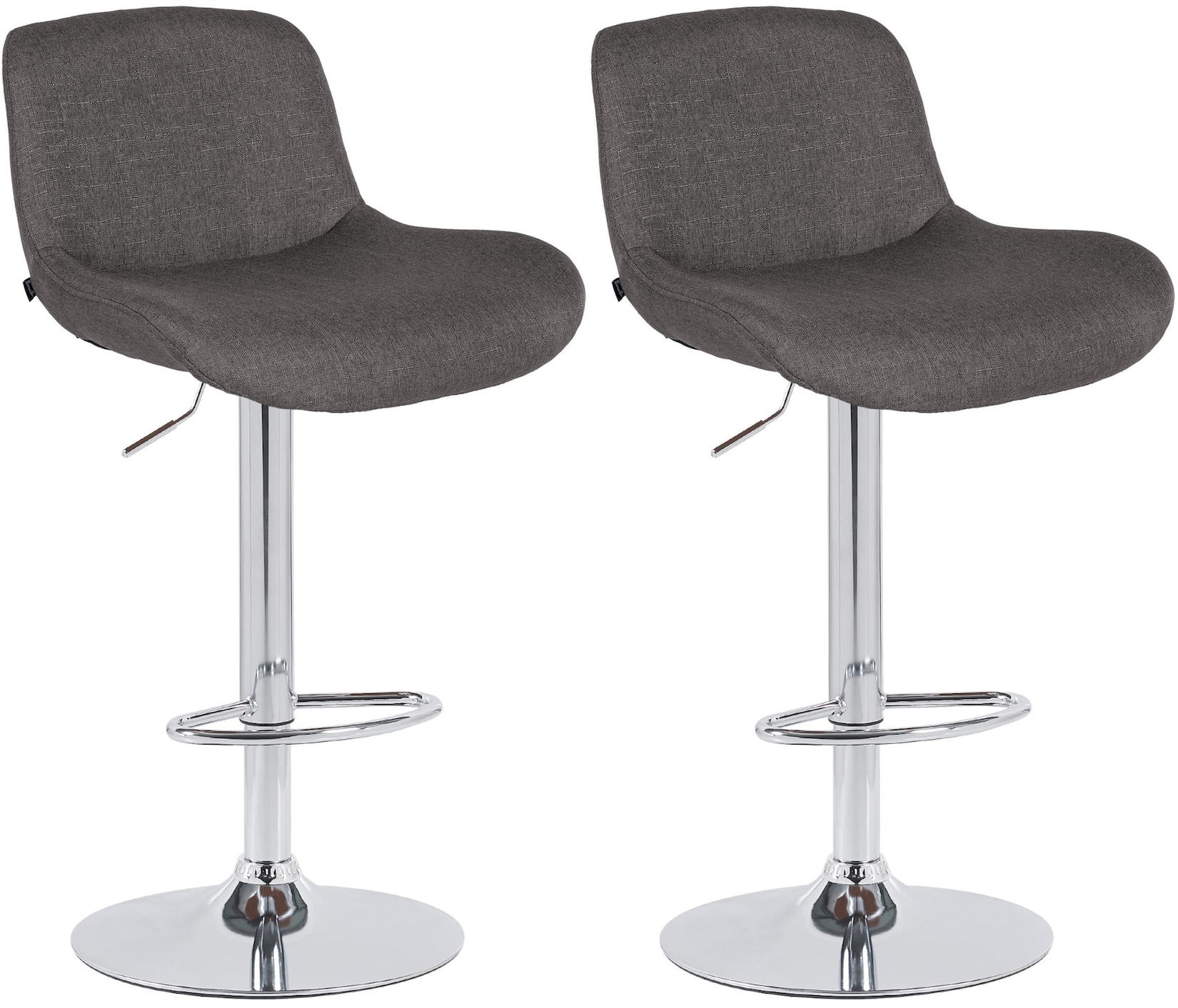 CLP 2er Set Barhocker Solon Chrom I Samtbezug oder Stoffbezug I Barstuhl höhenverstellbar und drehbar I gepolsterter Tresenhocker mit …