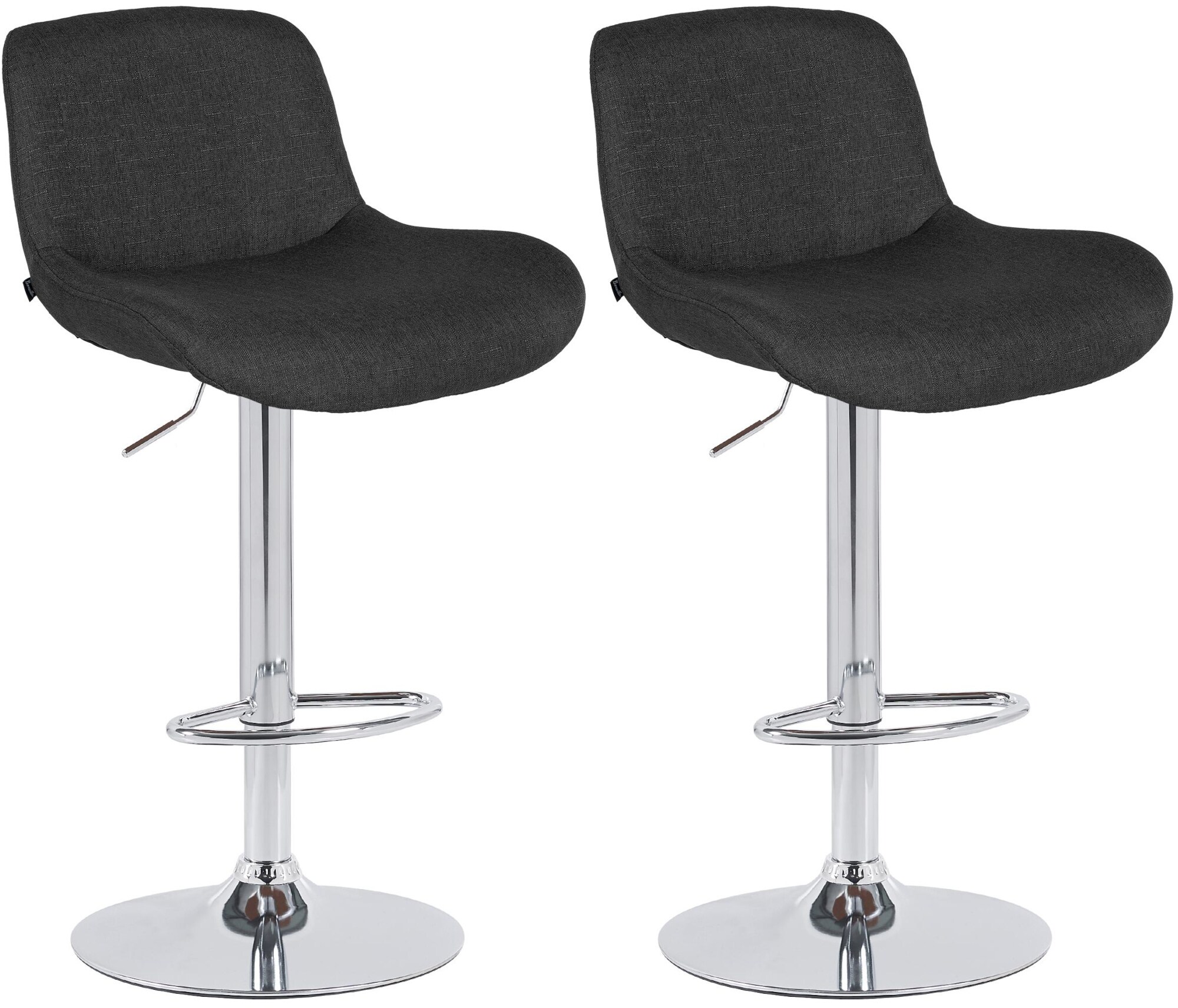 CLP 2er Set Barhocker Solon Chrom I Samtbezug oder Stoffbezug I Barstuhl h&ouml;henverstellbar und drehbar I gepolsterter Tresenhocker mit R&uuml;ckenlehn - Bild 1