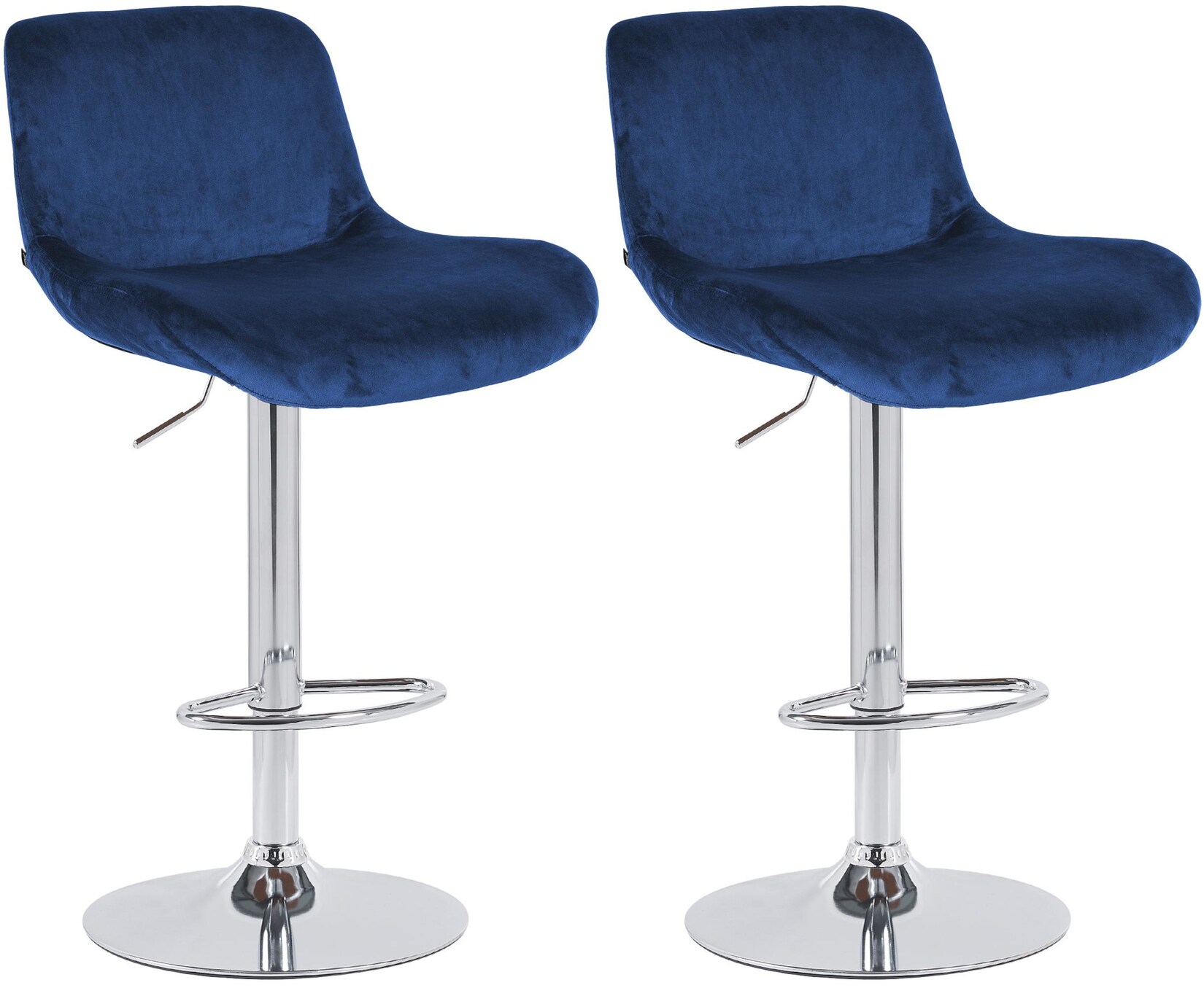 CLP 2er Set Barhocker Solon Chrom I Samtbezug oder Stoffbezug I Barstuhl höhenverstellbar und drehbar I gepolsterter Tresenhocker mit …