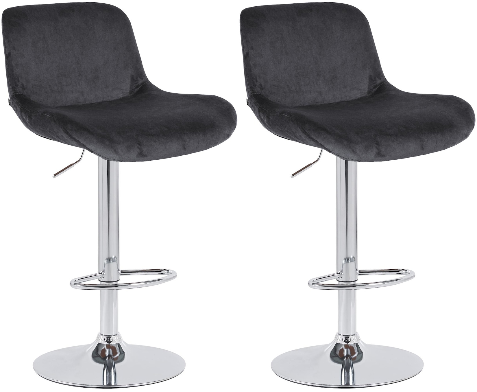 CLP 2er Set Barhocker Solon Chrom I Samtbezug oder Stoffbezug I Barstuhl höhenverstellbar und drehbar I gepolsterter Tresenhocker mit …