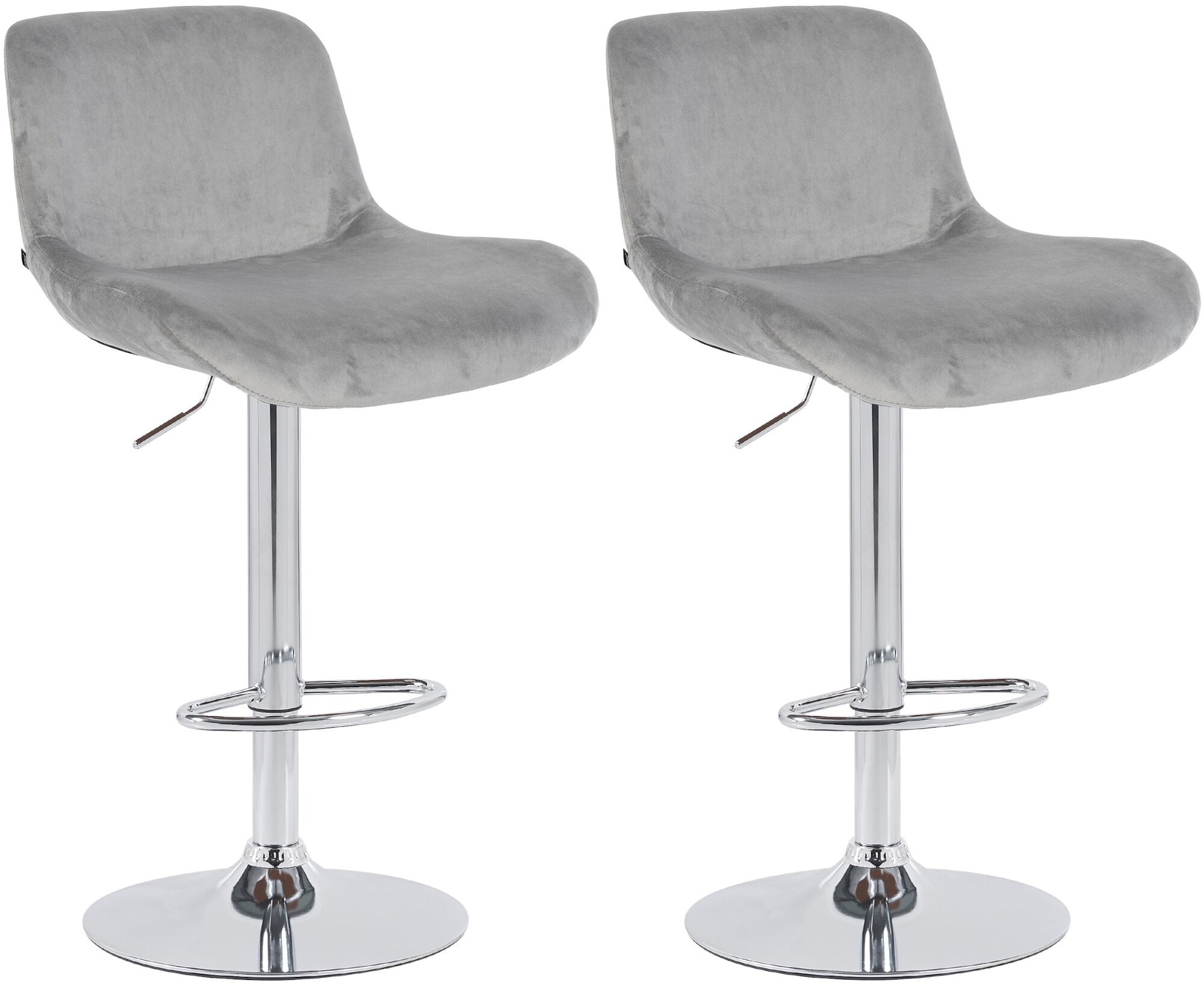 CLP 2er Set Barhocker Solon Chrom I Samtbezug oder Stoffbezug I Barstuhl h&ouml;henverstellbar und drehbar I gepolsterter Tresenhocker mit R&uuml;ckenlehn - Bild 1