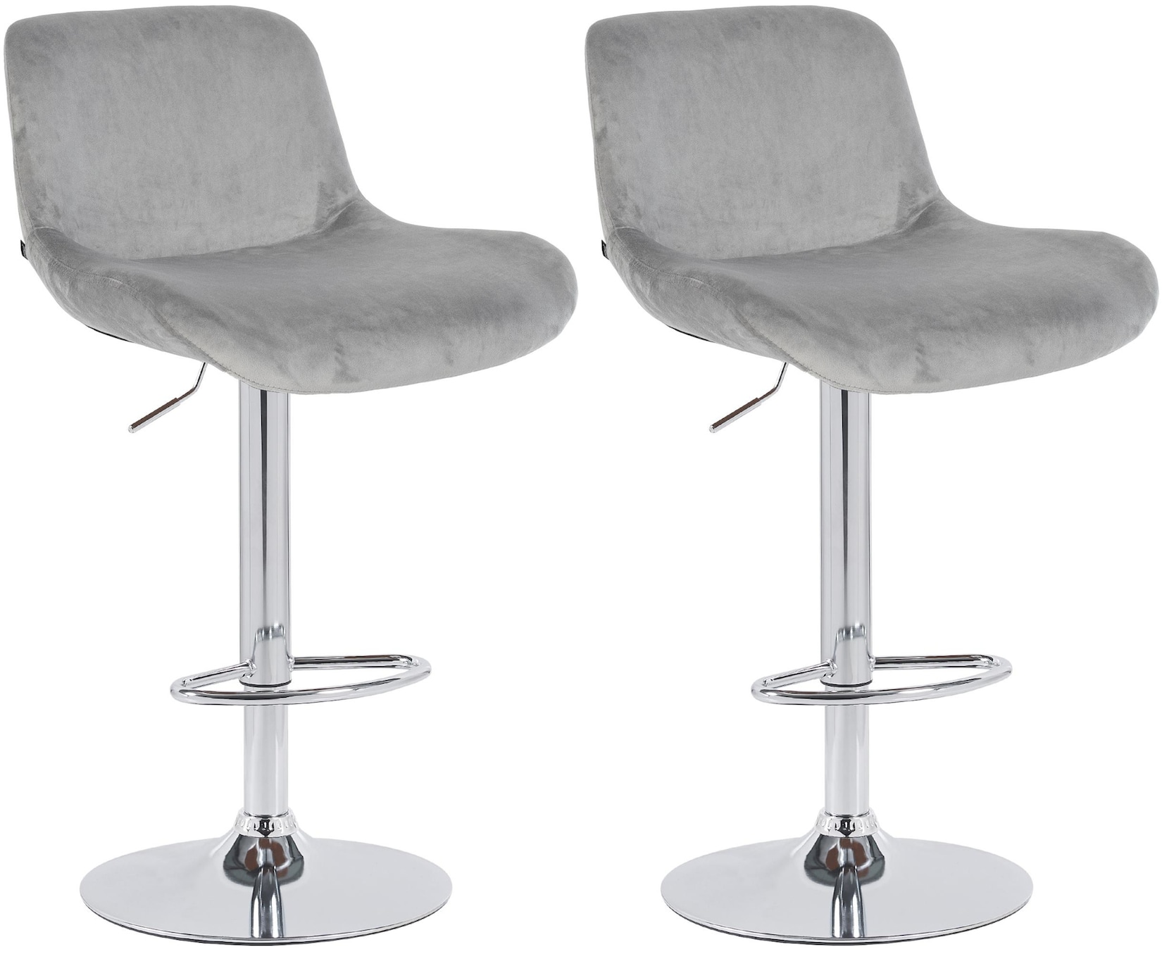 CLP 2er Set Barhocker Solon Chrom I Samtbezug oder Stoffbezug I Barstuhl höhenverstellbar und drehbar I gepolsterter Tresenhocker mit …