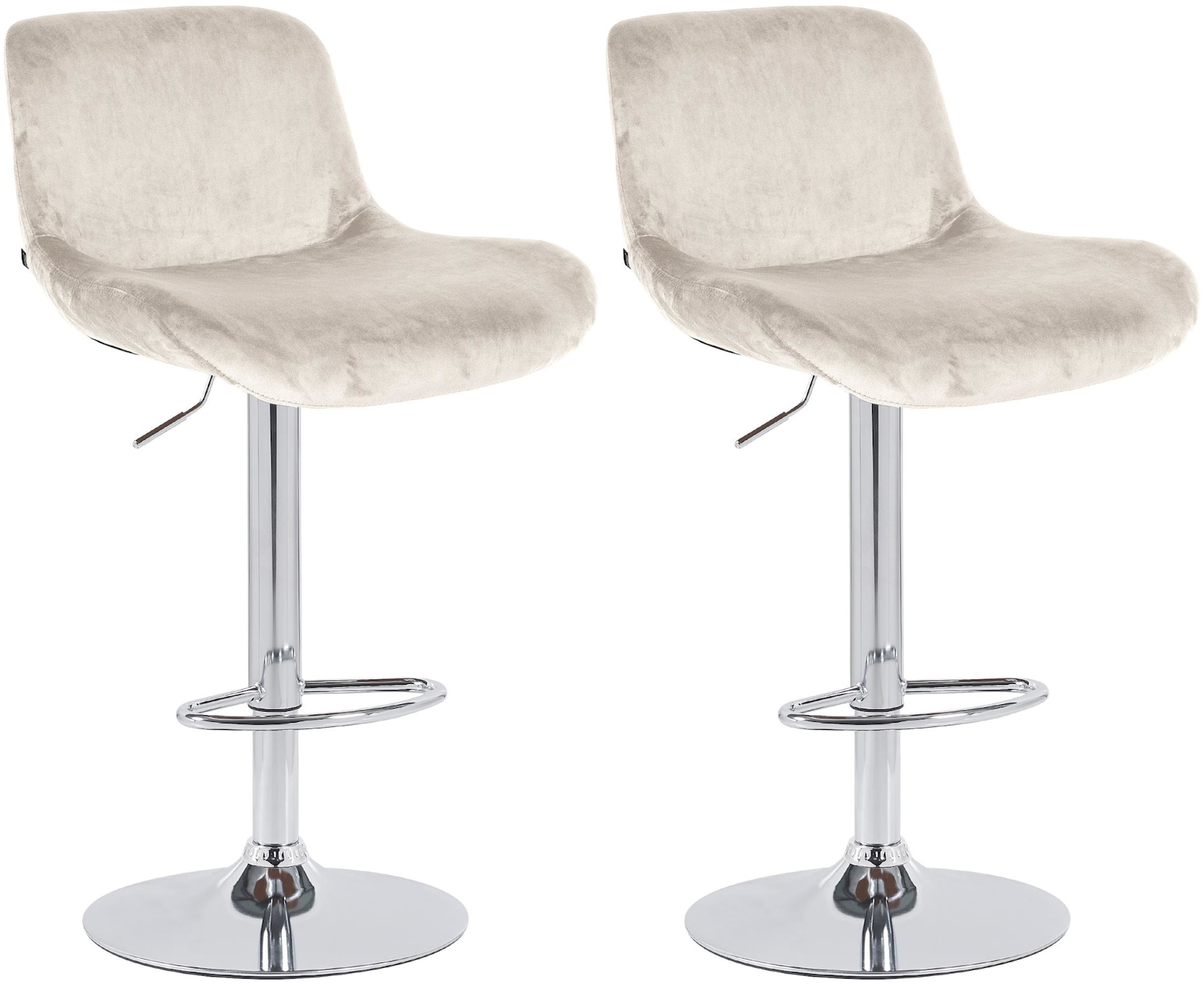 CLP 2er Set Barhocker Solon Chrom I Samtbezug oder Stoffbezug I Barstuhl höhenverstellbar und drehbar I gepolsterter Tresenhocker mit …