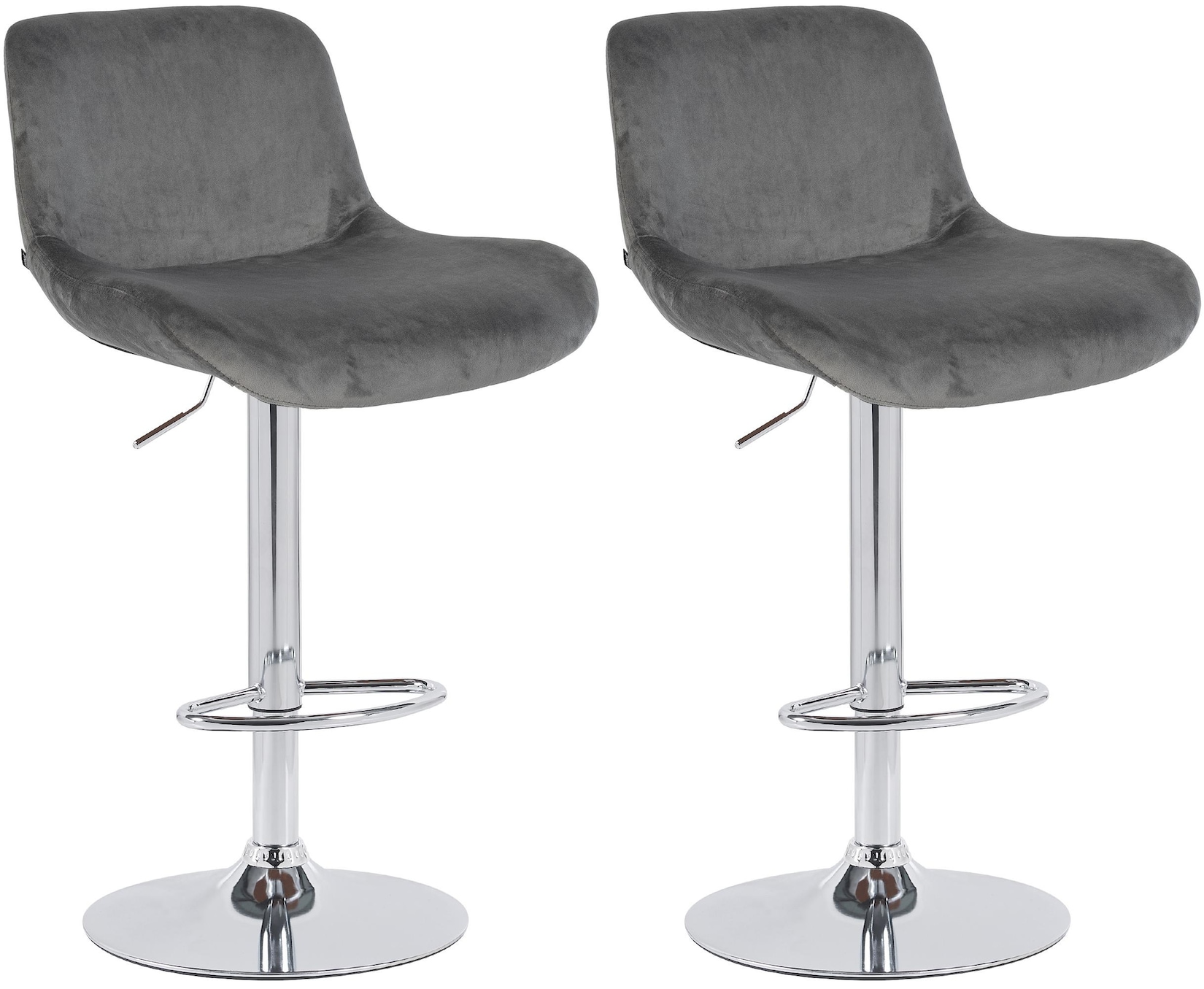 CLP 2er Set Barhocker Solon Chrom I Samtbezug oder Stoffbezug I Barstuhl höhenverstellbar und drehbar I gepolsterter Tresenhocker mit …