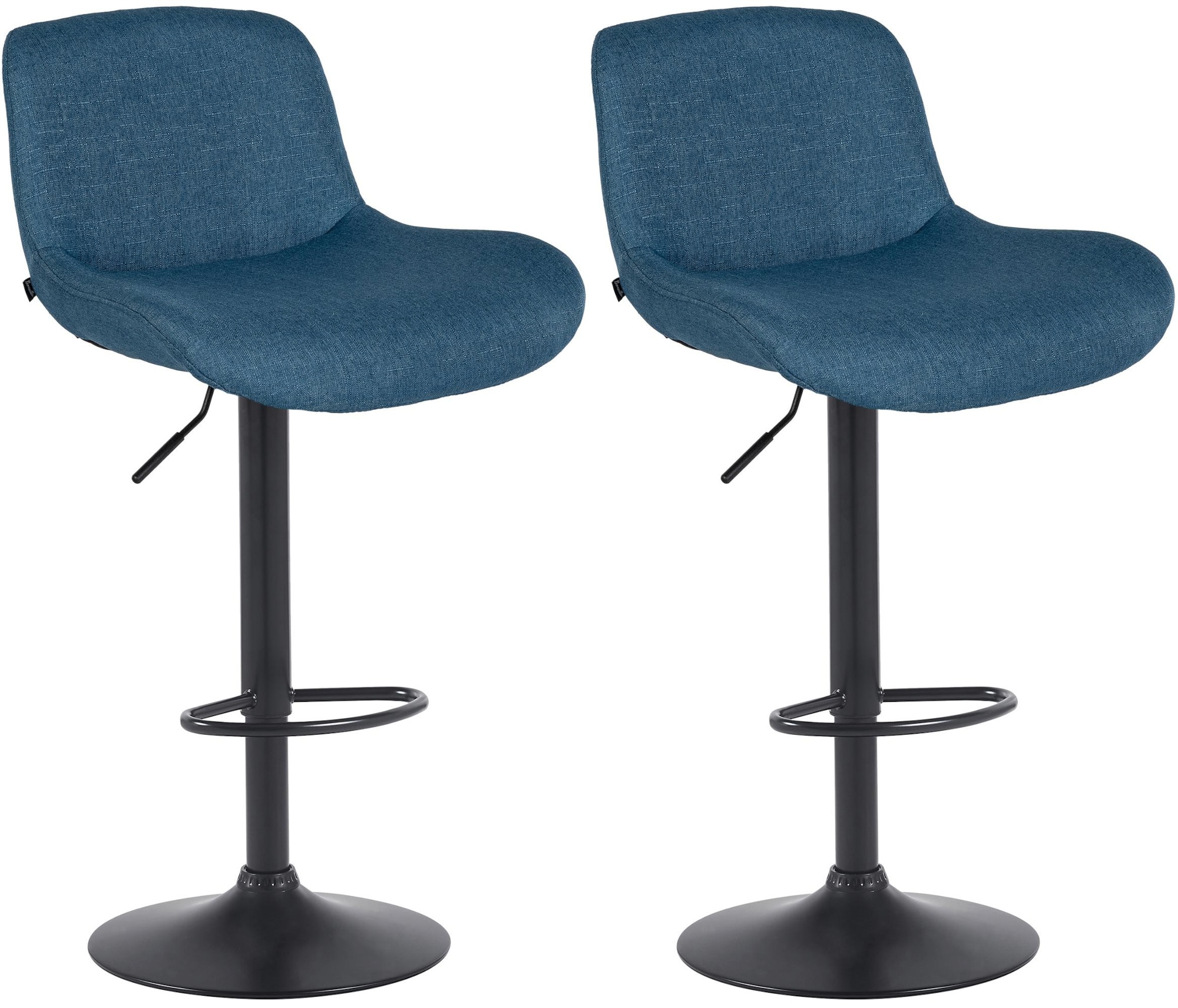 CLP 2er Set Barhocker Solon Schwarz I Samtbezug oder Stoffbezug I Barstuhl h&ouml;henverstellbar und drehbar I gepolsterter Tresenhocker - Bild 1