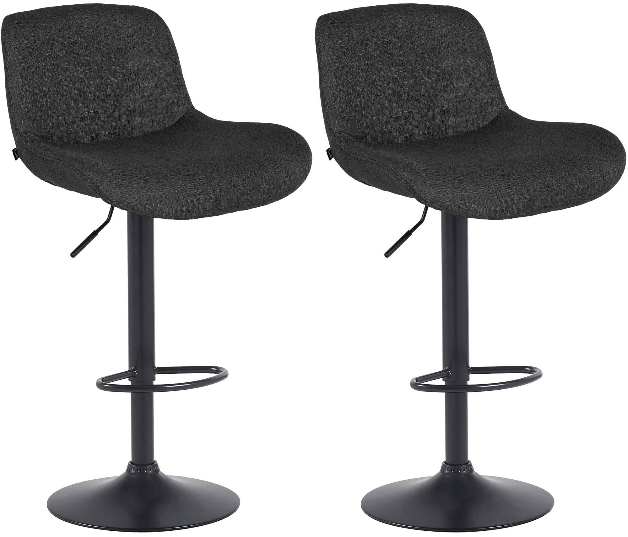 CLP 2er Set Barhocker Solon Schwarz I Samtbezug oder Stoffbezug I Barstuhl h&ouml;henverstellbar und drehbar I gepolsterter Tresenhocker - Bild 1