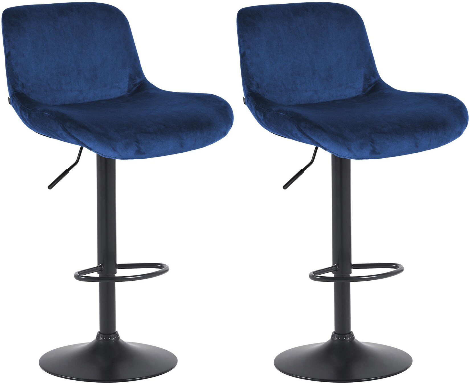 CLP 2er Set Barhocker Solon Schwarz Samt Farbe: blau, Material: Samt