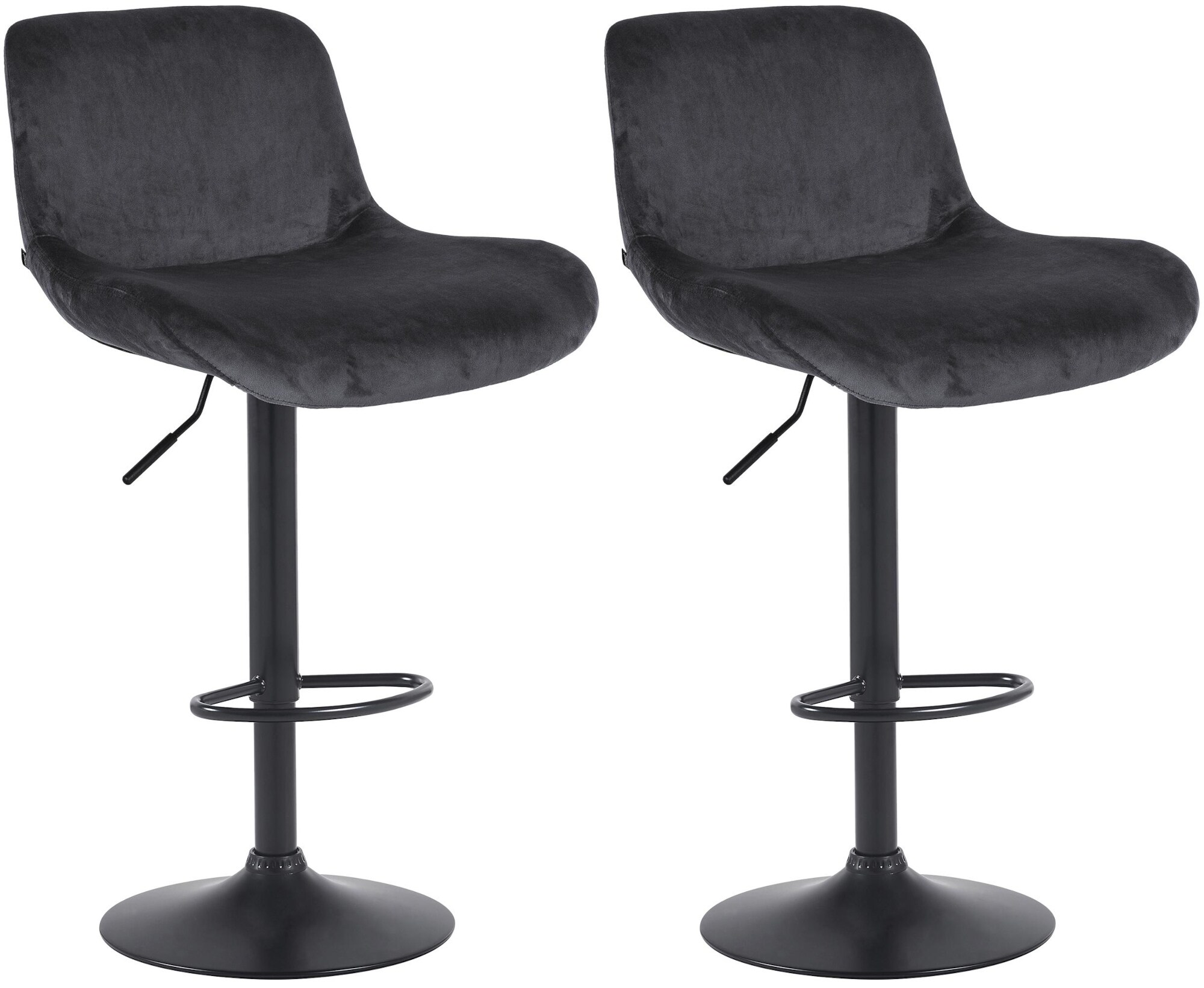 CLP 2er Set Barhocker Solon Schwarz I Samtbezug oder Stoffbezug I Barstuhl h&ouml;henverstellbar und drehbar I gepolsterter Tresenhocker - Bild 1