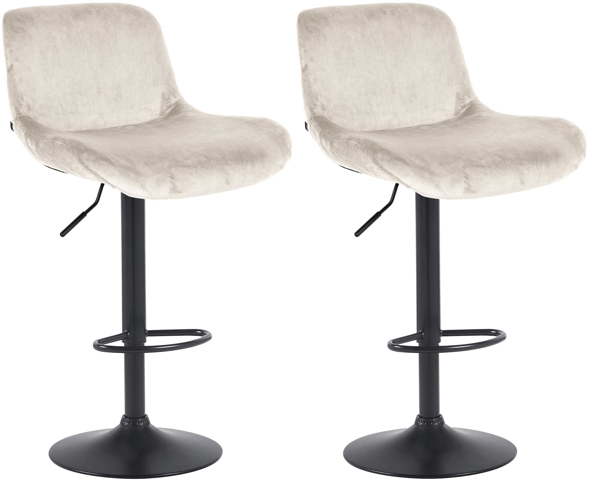 CLP 2er Set Barhocker Solon Schwarz I Samtbezug oder Stoffbezug I Barstuhl h&ouml;henverstellbar und drehbar I gepolsterter Tresenhocker - Bild 1