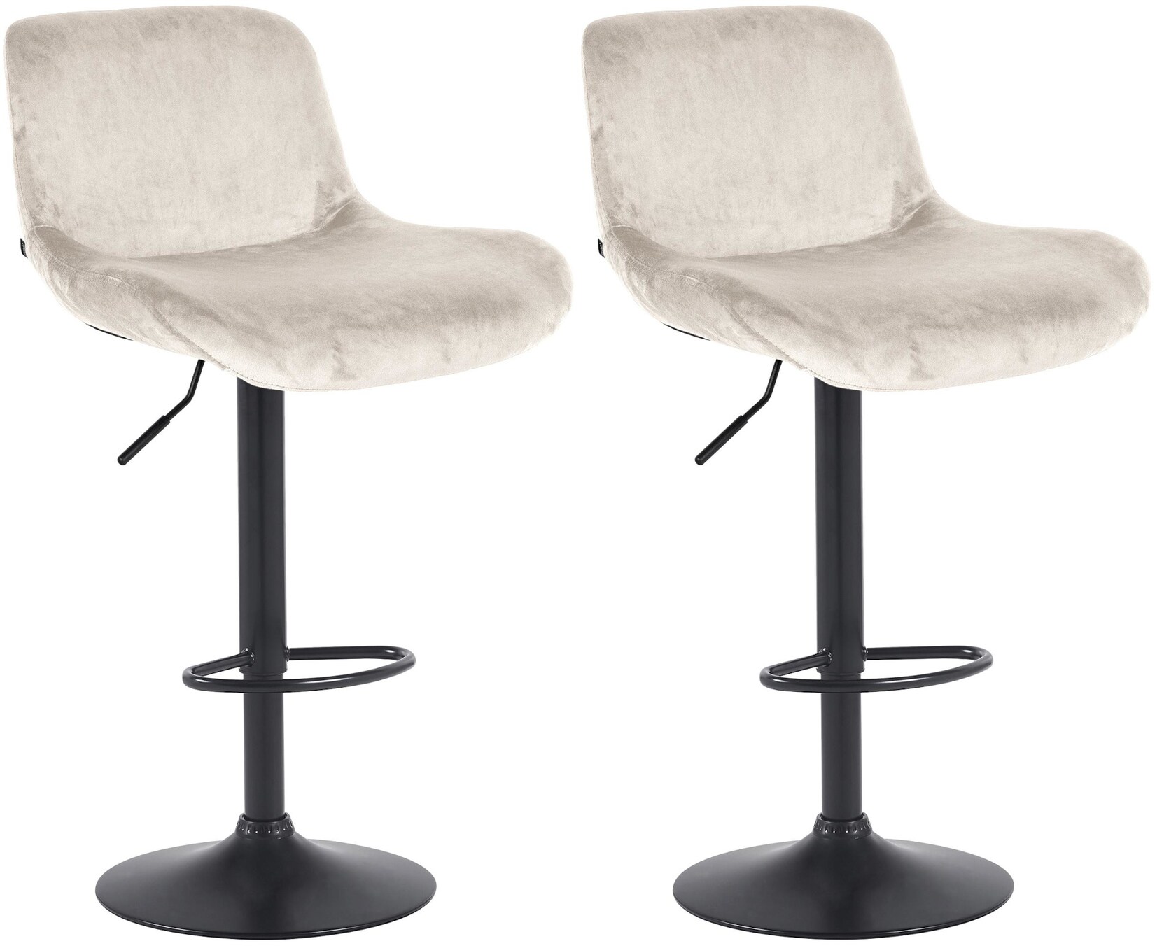CLP 2er Set Barhocker Solon Schwarz Samt Farbe: creme, Material: Samt