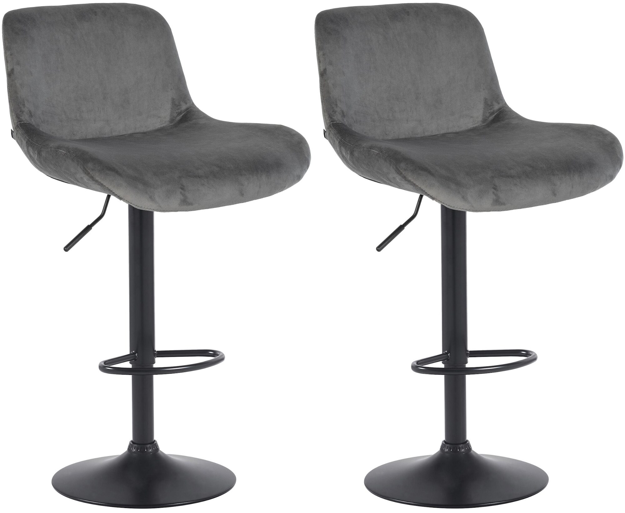 CLP 2er Set Barhocker Solon Schwarz I Samtbezug oder Stoffbezug I Barstuhl h&ouml;henverstellbar und drehbar I gepolsterter Tresenhocker - Bild 1
