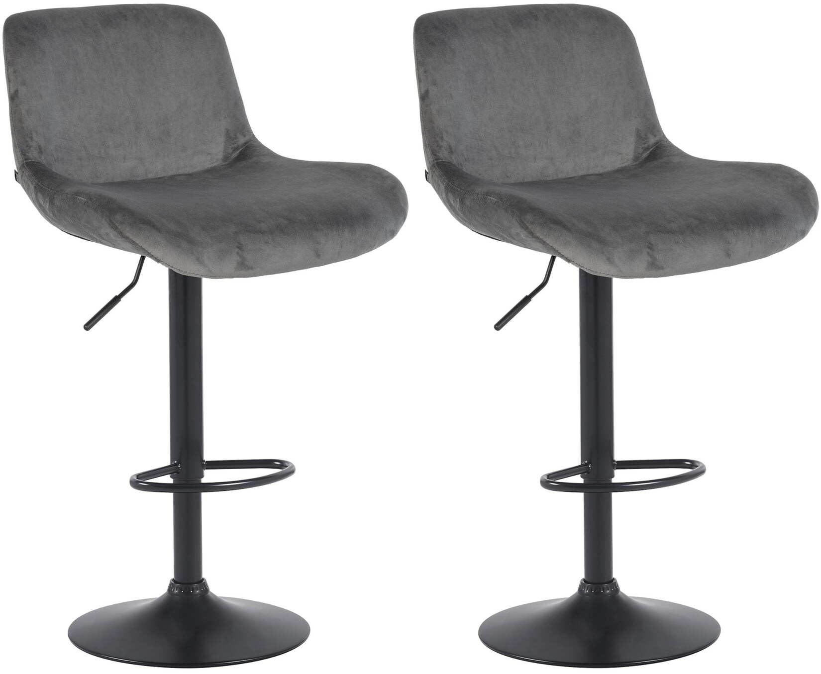 CLP 2er Set Barhocker Solon Schwarz Samt Farbe: dunkelgrau, Material: Samt