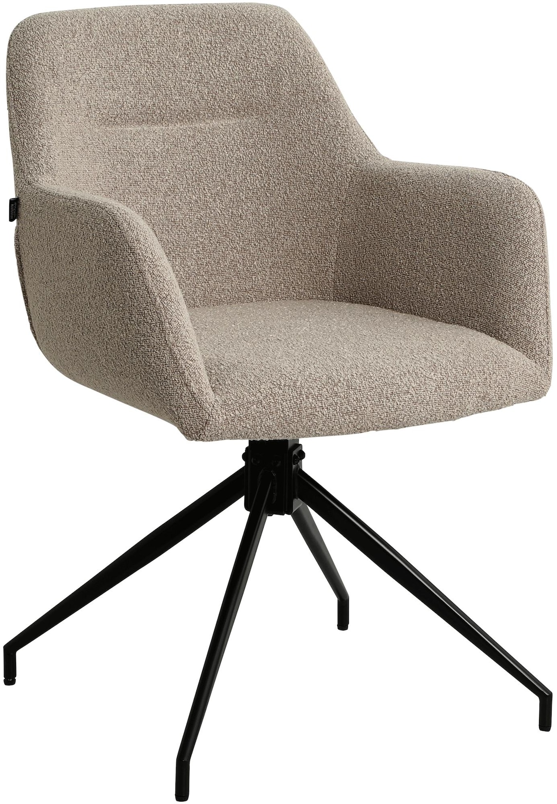CLP Esszimmerstuhl drehbar Merlinda mit Teddystoff, Sessel gepolstert 360° schwenkbar, Polsterstuhl mit Armlehnen und Rückenlehne