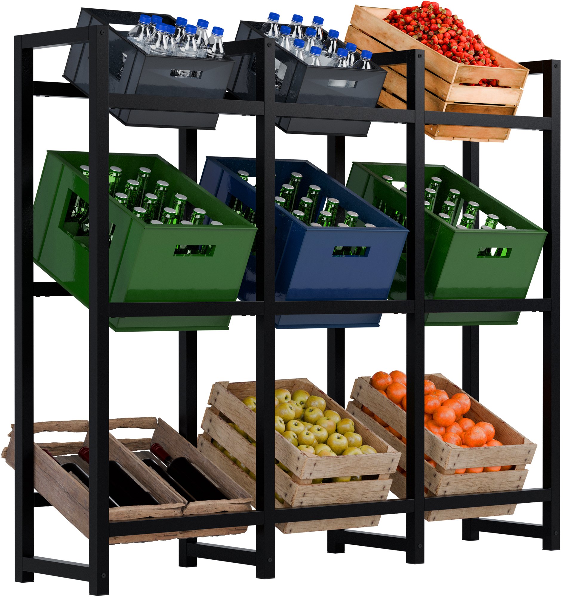 CLP Getr&auml;nkekistenst&auml;nder Metall freistehend Stack, platzsparendes Getr&auml;nkekistenregal robust und platzsparend f&uuml;r Getr&auml;nkekisten - Bild 1