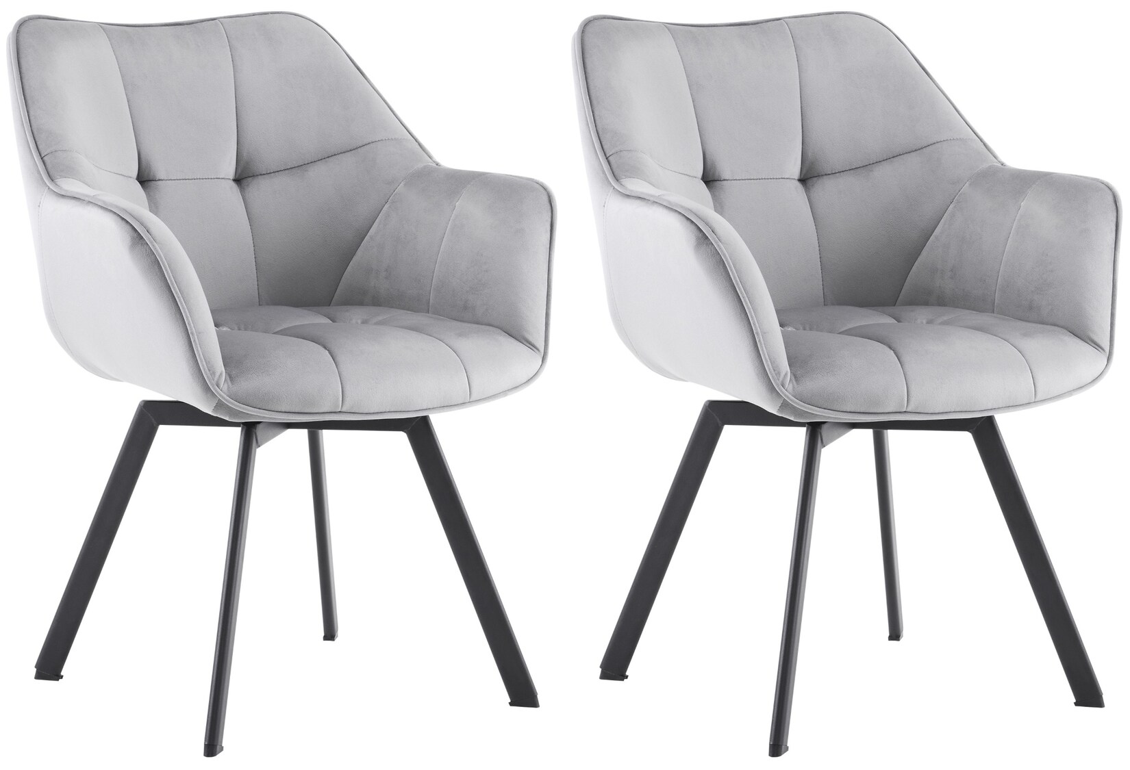 CLP 2er Set Esszimmerstuhl Jordi aus Samt Drehbarer Sessel für Wohn- und Essbereiche Ergonomisches Design belastbar bis 150 kg
