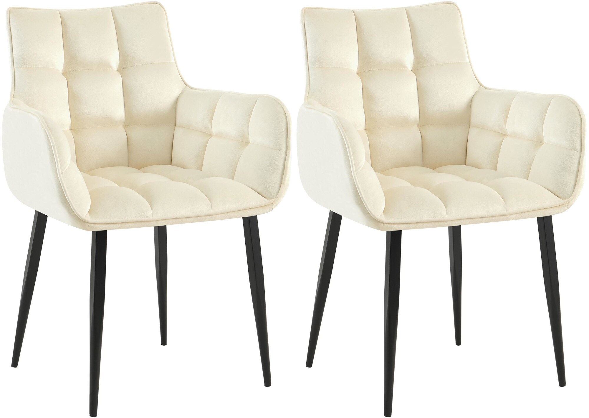 CLP 2er Set Esszimmerstuhl Tirana I Sessel mit Samtbezug I K&uuml;chenstuhl mit Lehnen und schwarzem Metallgestell - Bild 1