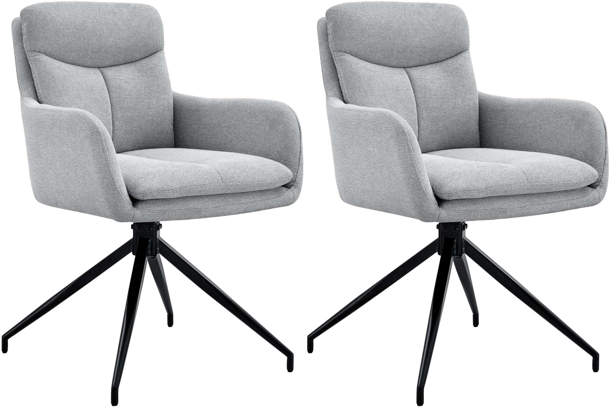 CLP Esszimmerstuhl 2er Set drehbar Somers Stoff, 180&deg; schwenkbare Sessel mit Armlehnen und R&uuml;ckenlehnen, K&uuml;chenst&uuml;hle gepolstert - Bild 1