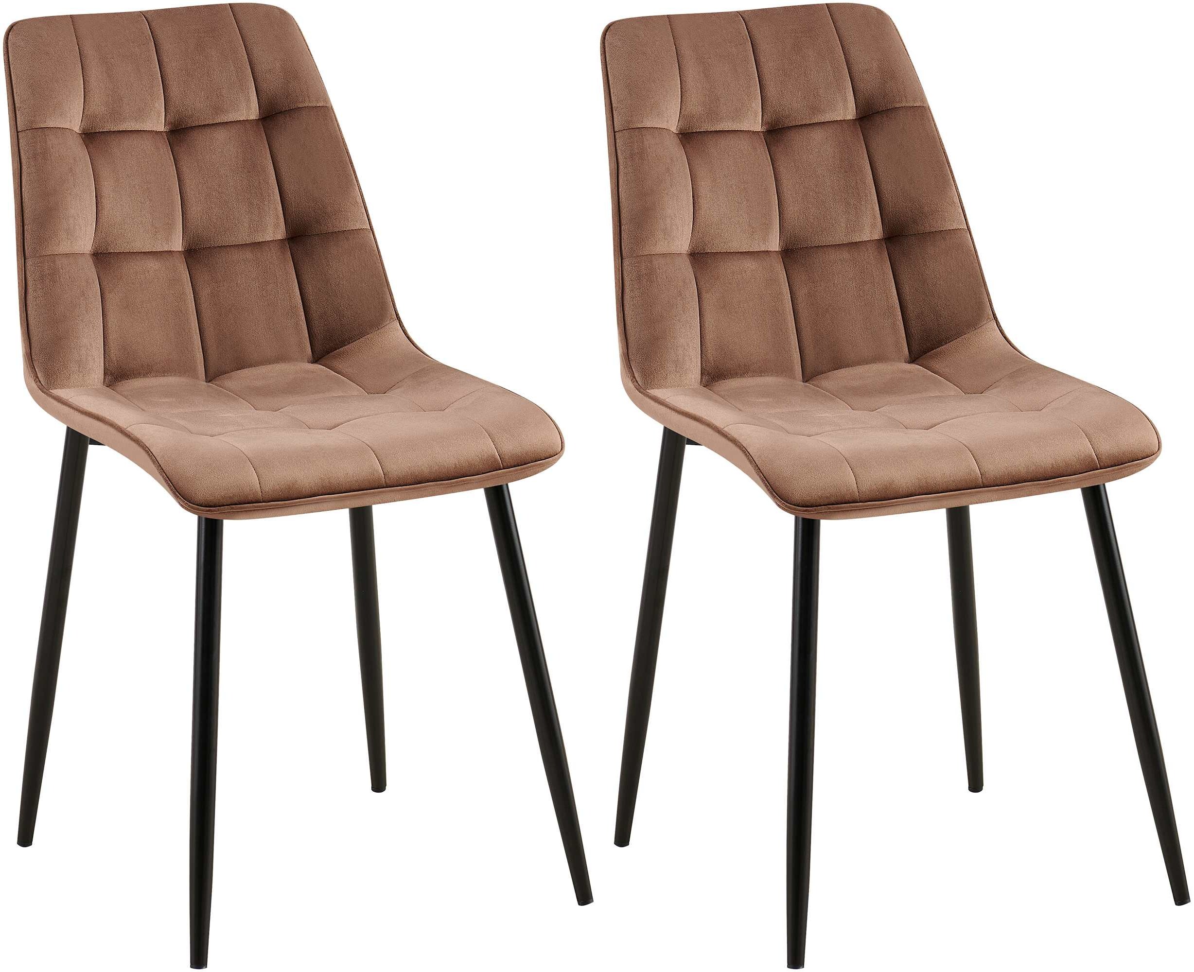 CLP 2er Set Esszimmerstuhl Gifford I Polsterstuhl mit Samtbezug I K&uuml;chenstuhl mit R&uuml;ckenlehne - Bild 1