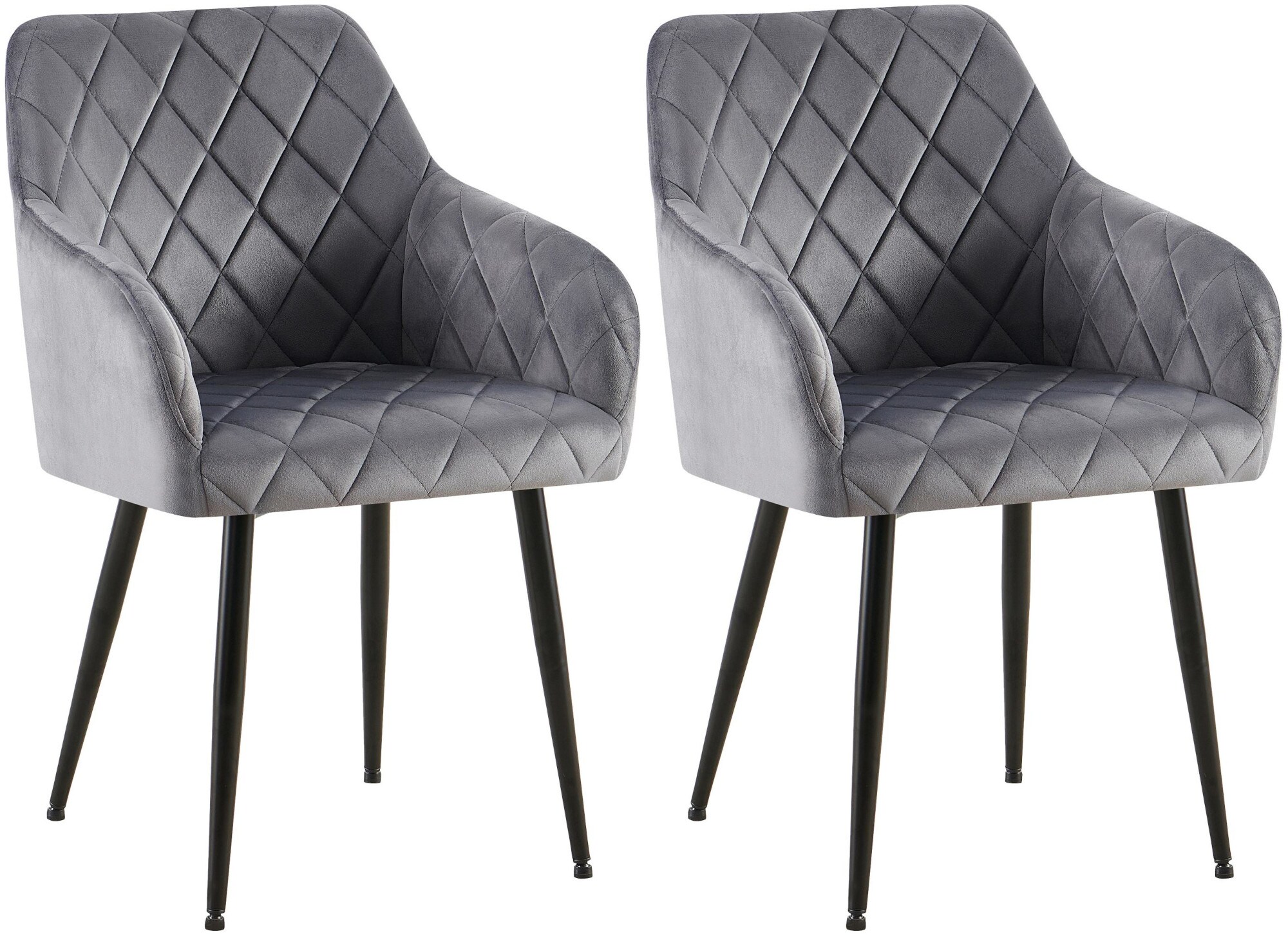 CLP 2er Set Esszimmerst&uuml;hle Monett I Polsterst&uuml;hle mit Samtbezug I K&uuml;chenst&uuml;hle mit stabilem Metallgestell - Bild 1