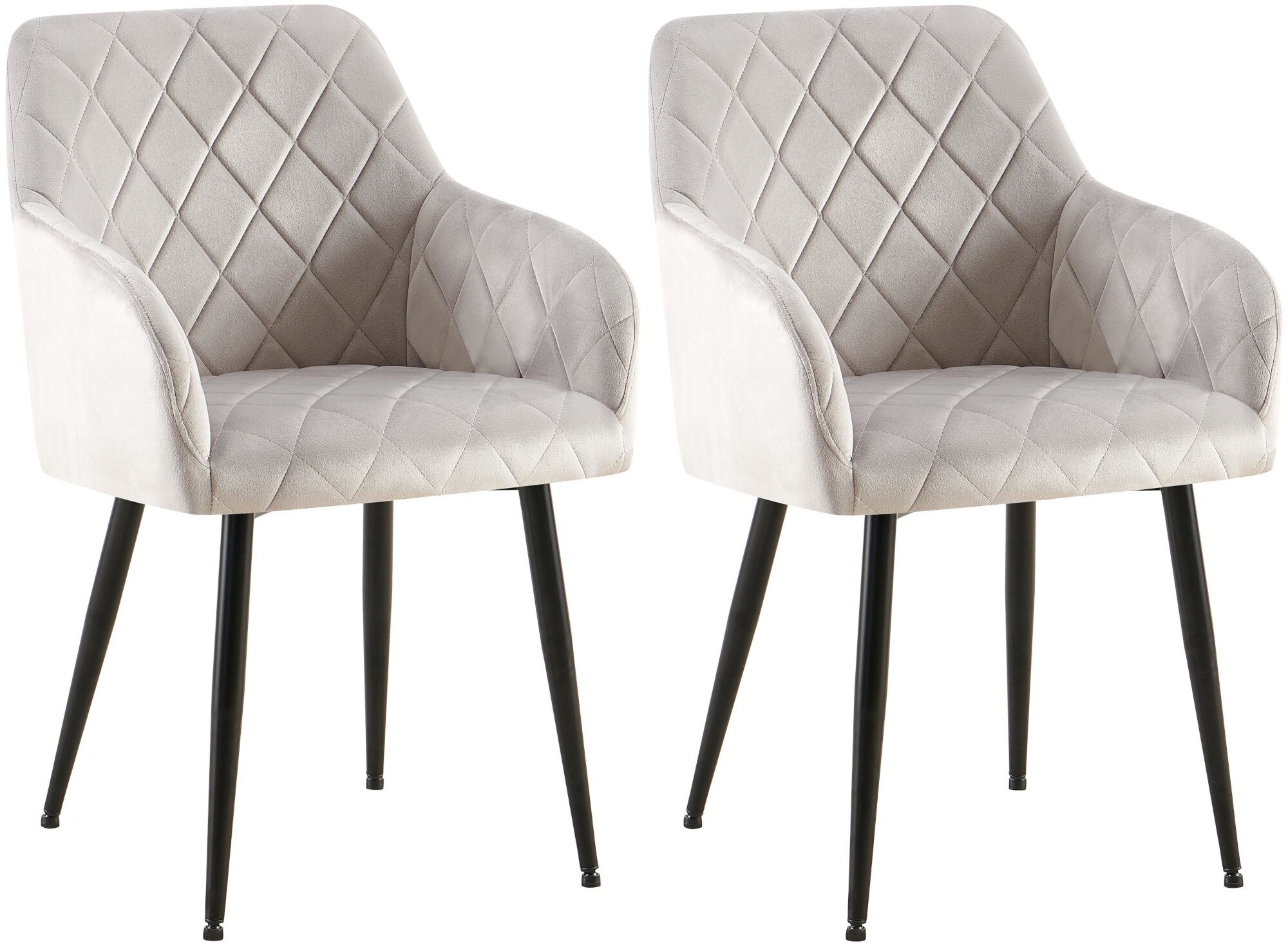 CLP 2er Set Esszimmerst&uuml;hle Monett I Polsterst&uuml;hle mit Samtbezug I K&uuml;chenst&uuml;hle mit stabilem Metallgestell - Bild 1