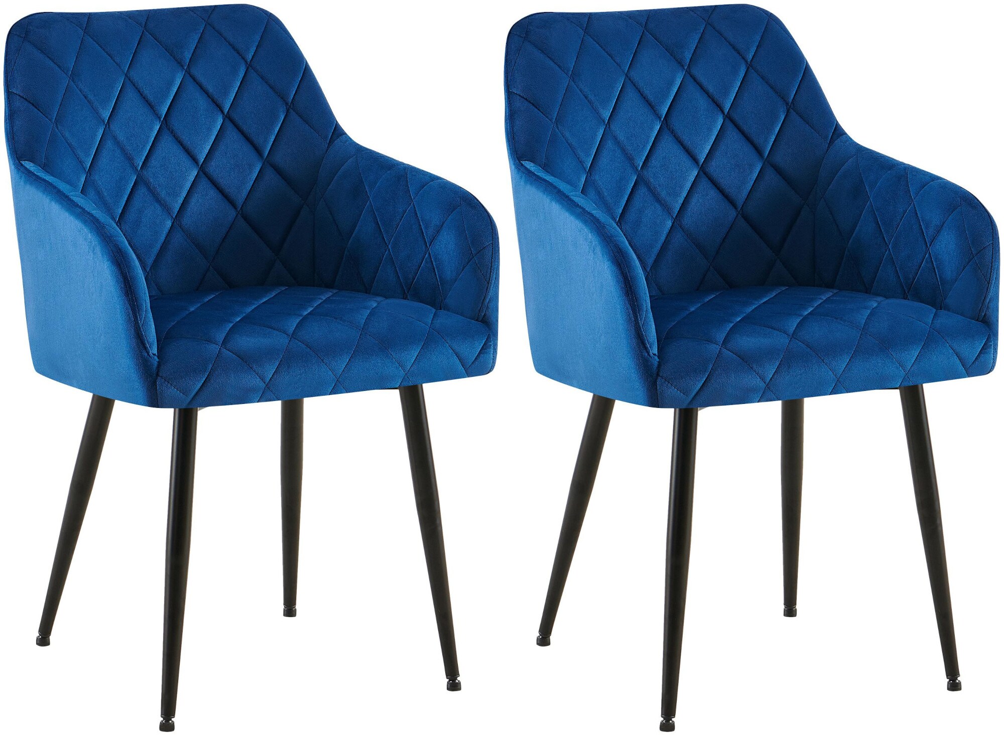 CLP 2er Set Esszimmerst&uuml;hle Monett I Polsterst&uuml;hle mit Samtbezug I K&uuml;chenst&uuml;hle mit stabilem Metallgestell - Bild 1