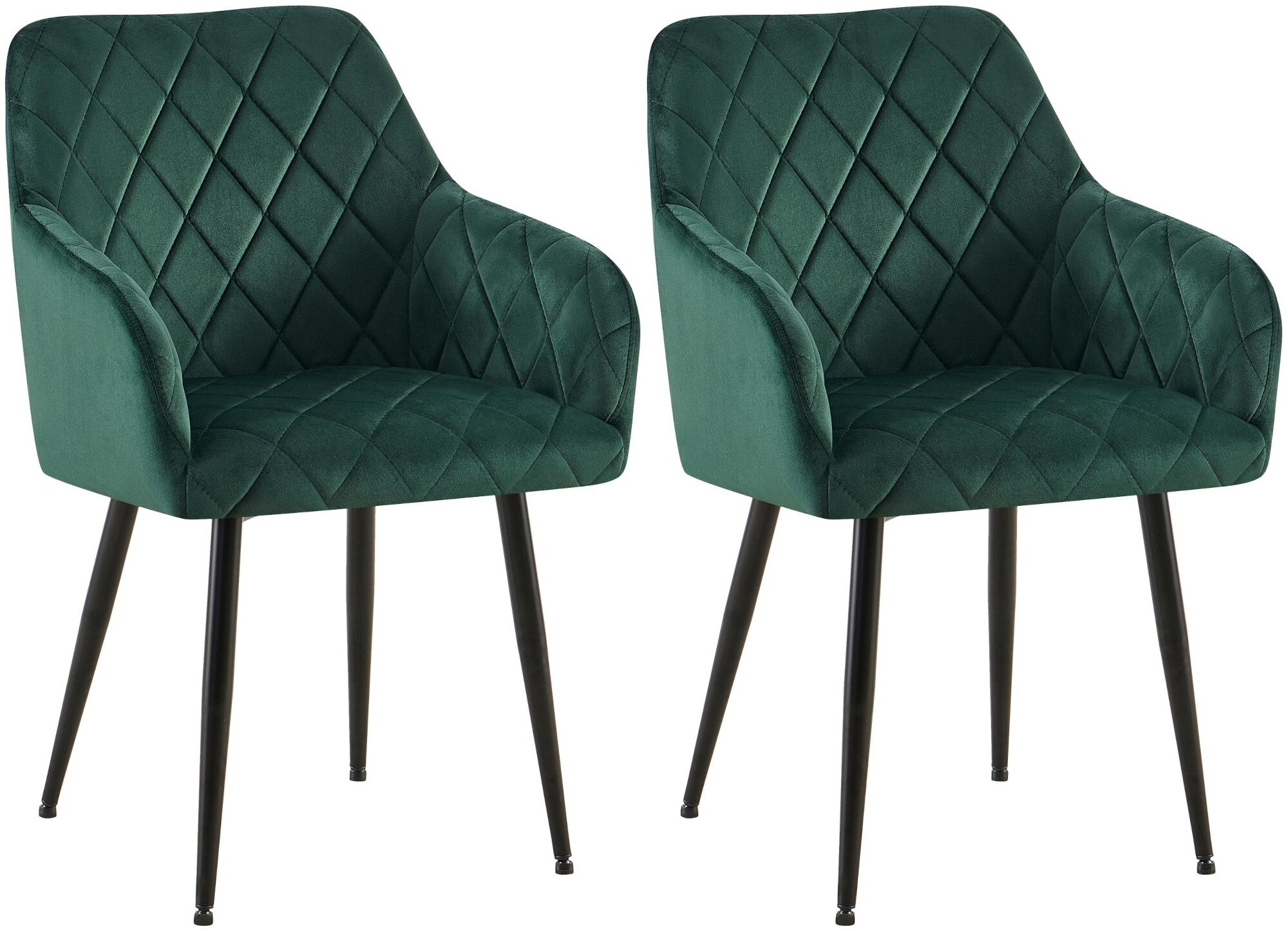 CLP 2er Set Esszimmerst&uuml;hle Monett I Polsterst&uuml;hle mit Samtbezug I K&uuml;chenst&uuml;hle mit stabilem Metallgestell - Bild 1