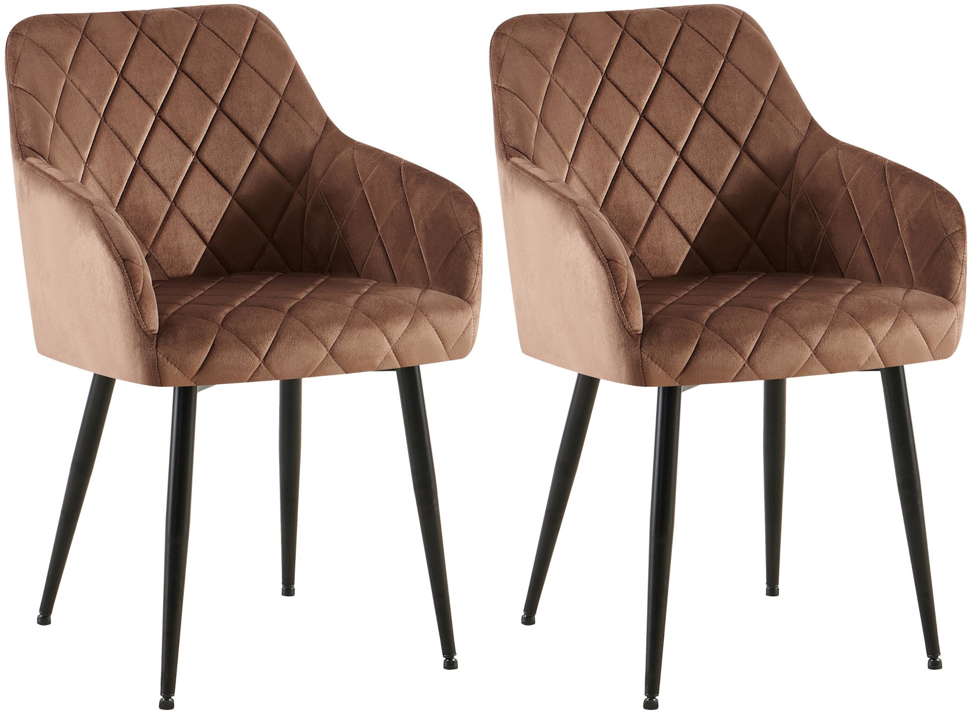 CLP 2er Set Esszimmerst&uuml;hle Monett I Polsterst&uuml;hle mit Samtbezug I K&uuml;chenst&uuml;hle mit stabilem Metallgestell - Bild 1