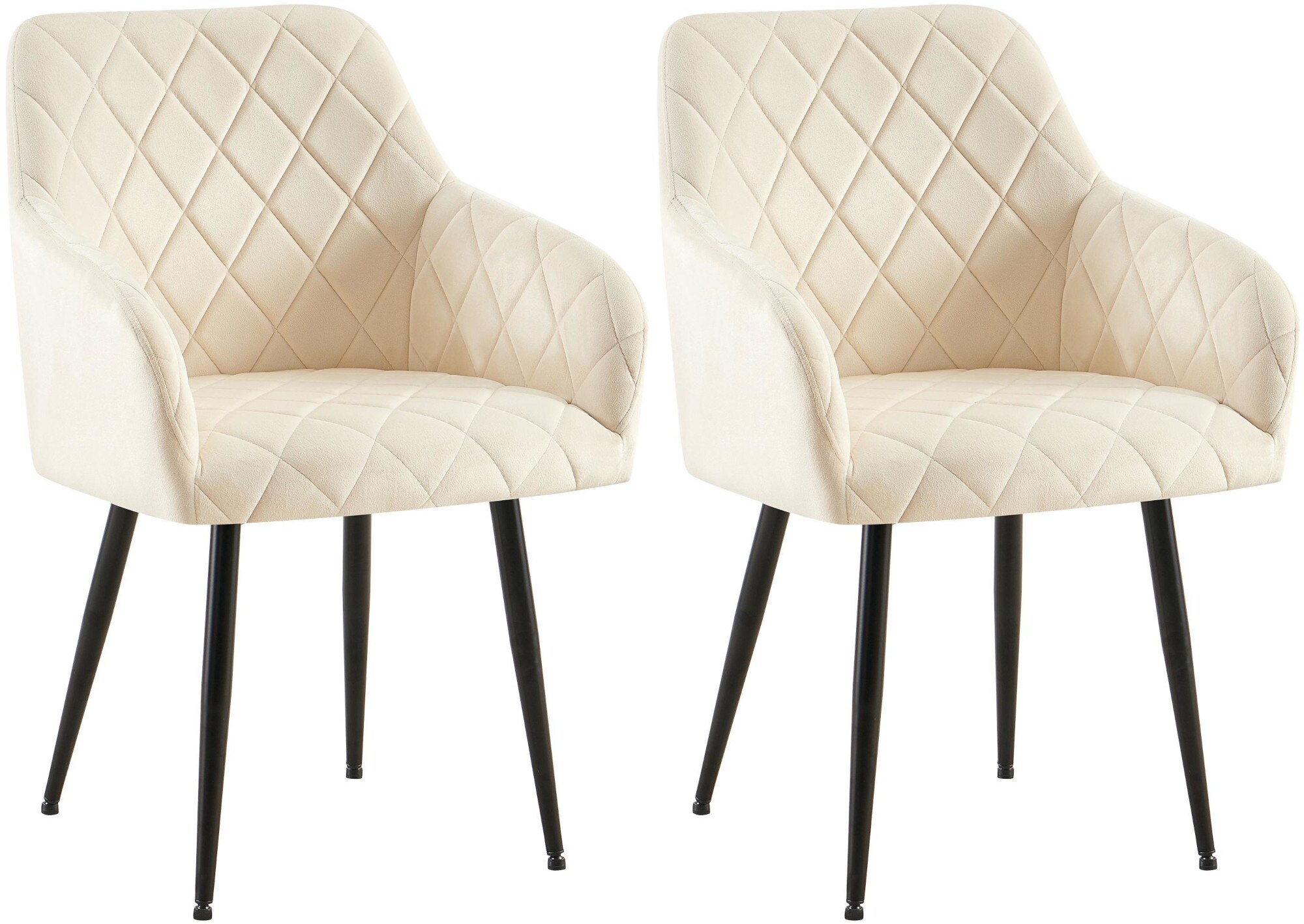 CLP 2er Set Esszimmerst&uuml;hle Monett I Polsterst&uuml;hle mit Samtbezug I K&uuml;chenst&uuml;hle mit stabilem Metallgestell - Bild 1