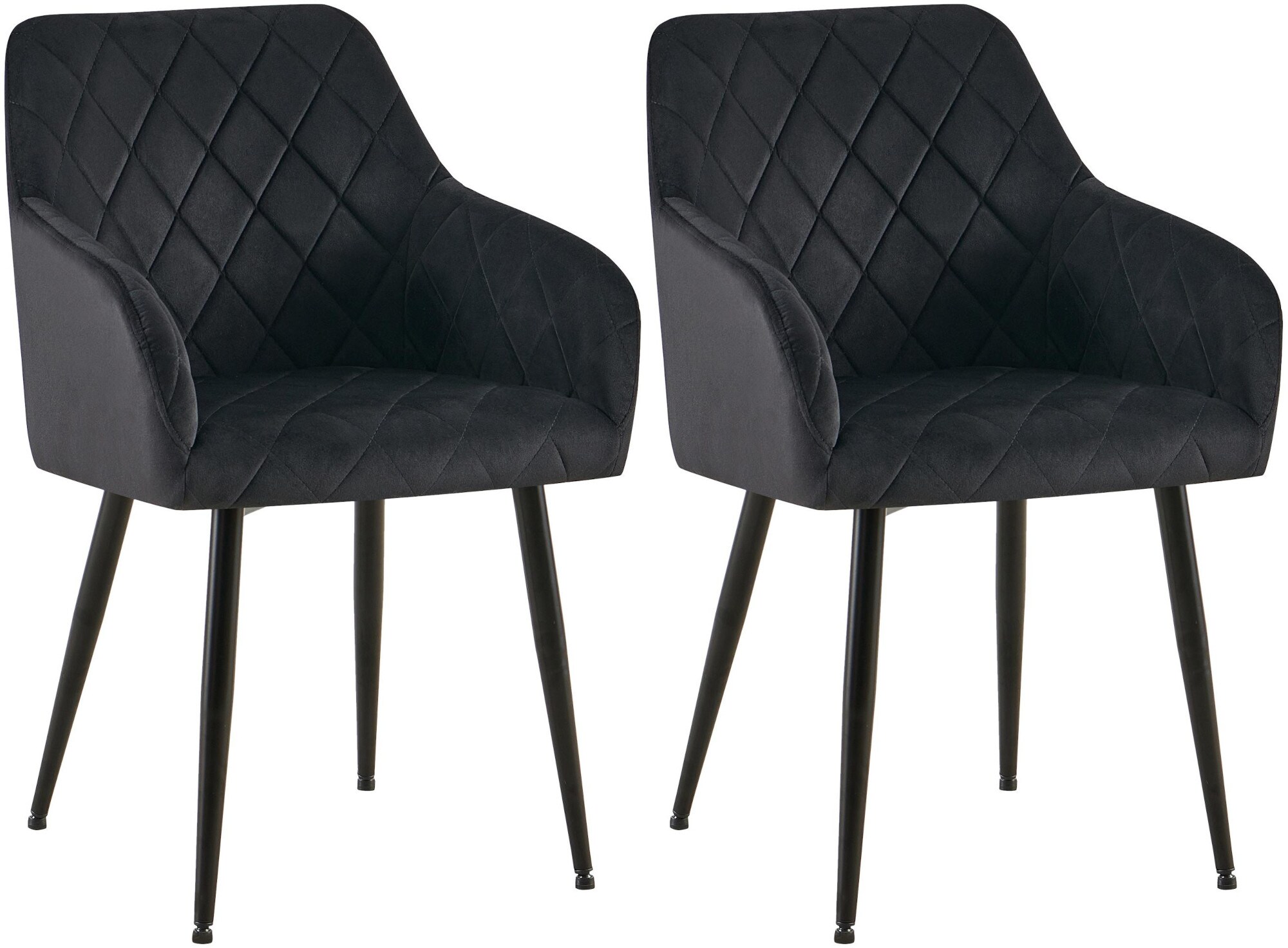 CLP 2er Set Esszimmerst&uuml;hle Monett I Polsterst&uuml;hle mit Samtbezug I K&uuml;chenst&uuml;hle mit stabilem Metallgestell - Bild 1