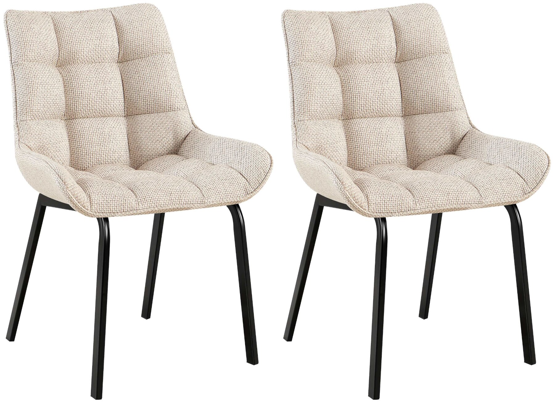 CLP 2er Set Esszimmerstuhl Saranda I Polsterstuhl mit Stoffbezug oder Samtbezug I K&uuml;chenstuhl mit schwarzem Metallgestell und R&uuml;ckenlehne - Bild 1