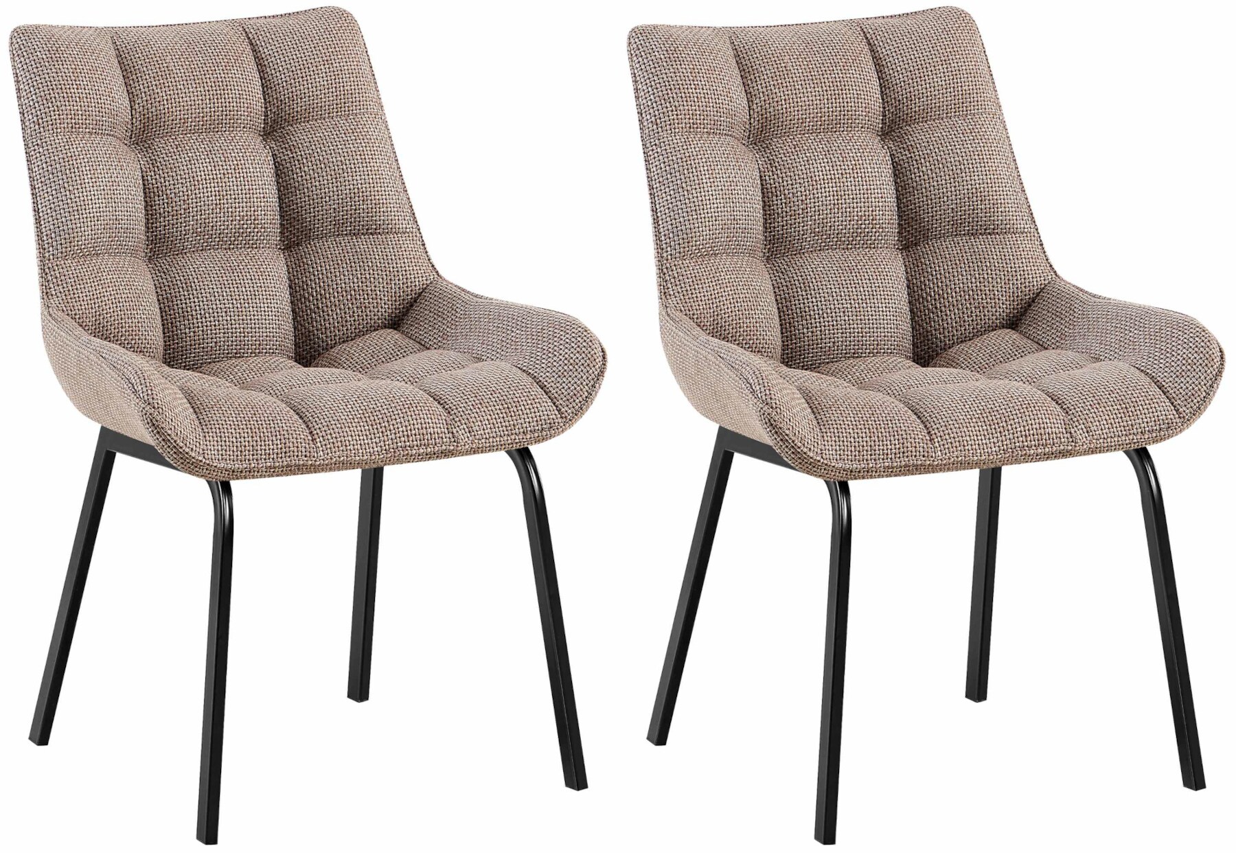 CLP 2er Set Esszimmerstuhl Saranda I Polsterstuhl mit Stoffbezug oder Samtbezug I K&uuml;chenstuhl mit schwarzem Metallgestell und R&uuml;ckenlehne - Bild 1