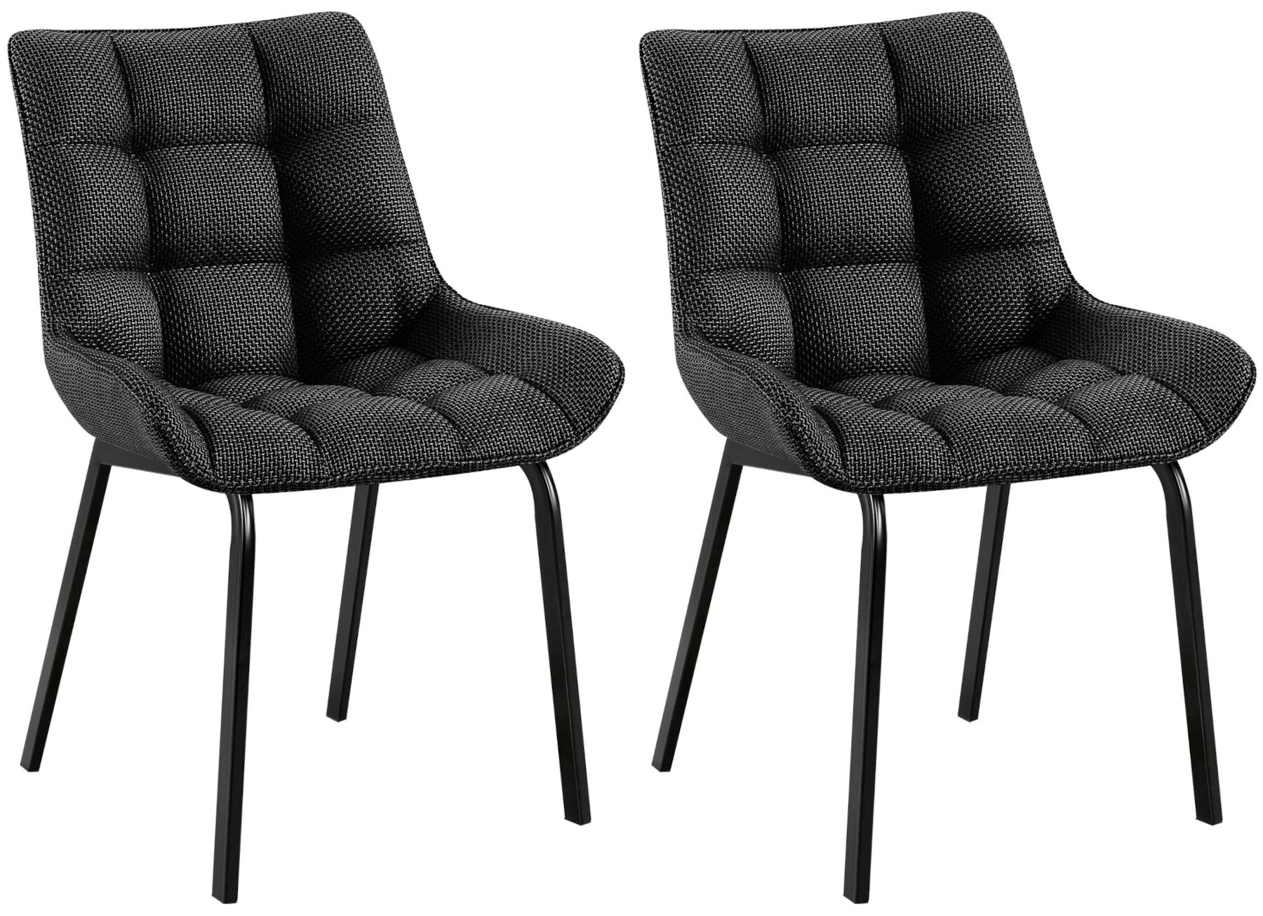 CLP 2er Set Esszimmerstuhl Saranda I Polsterstuhl mit Stoffbezug oder Samtbezug I K&uuml;chenstuhl mit schwarzem Metallgestell und R&uuml;ckenlehne - Bild 1