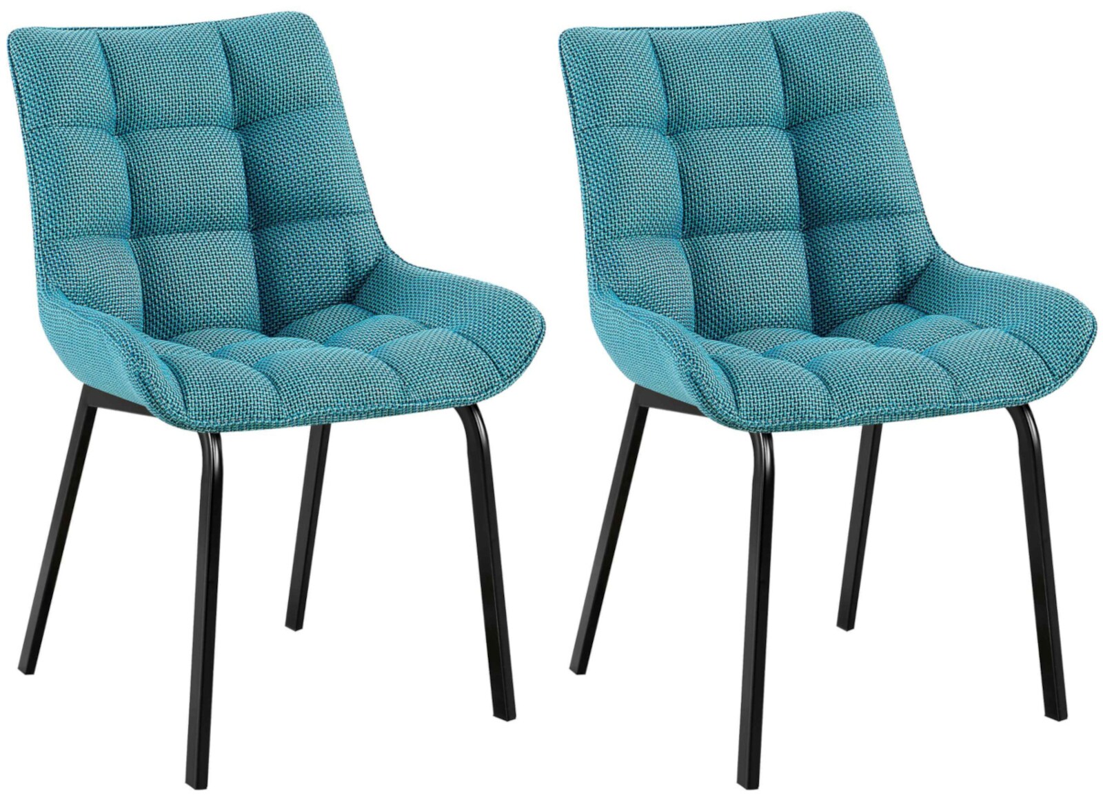 CLP 2er Set Esszimmerstuhl Saranda I Polsterstuhl mit Stoffbezug oder Samtbezug I K&uuml;chenstuhl mit schwarzem Metallgestell und R&uuml;ckenlehne - Bild 1