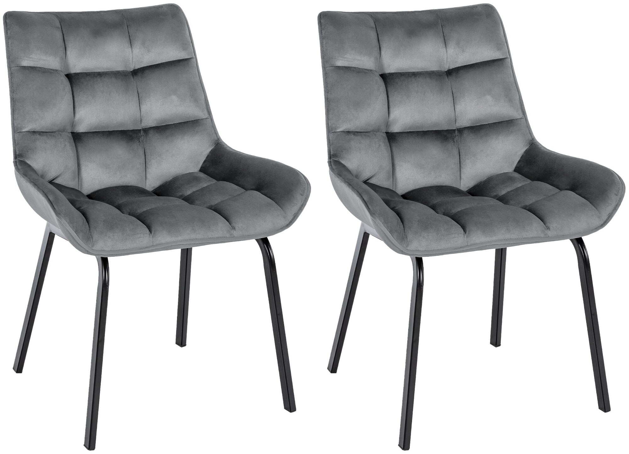 CLP 2er Set Esszimmerstuhl Saranda I Polsterstuhl mit Stoffbezug oder Samtbezug I K&uuml;chenstuhl mit schwarzem Metallgestell und R&uuml;ckenlehne - Bild 1