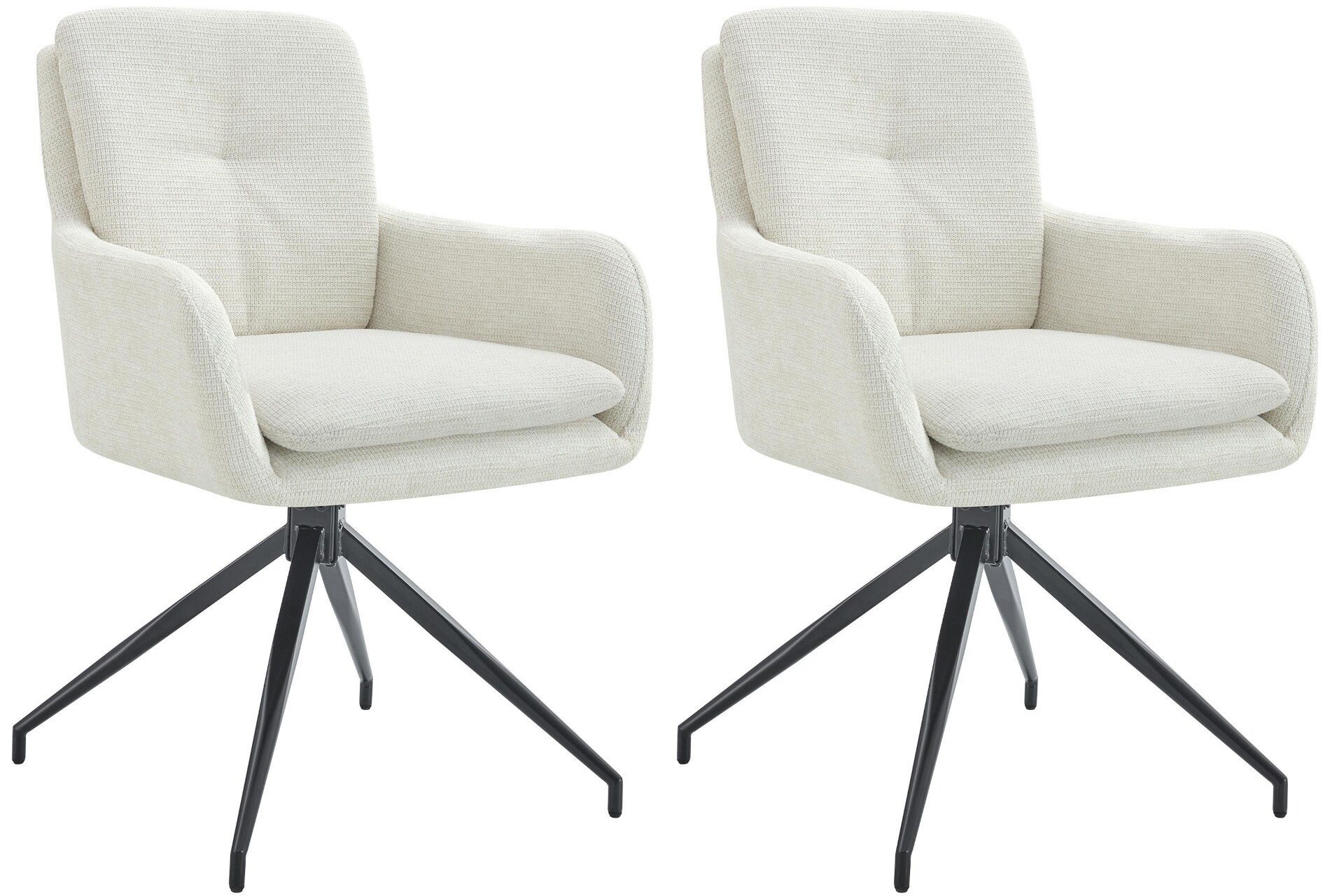 CLP Esszimmerst&uuml;hle 2er Set drehbar Pickett Stoff, 180&deg; schwenkbare Sessel mit Armlehnen und R&uuml;ckenlehnen, belastbar bis 150 kg - Bild 1