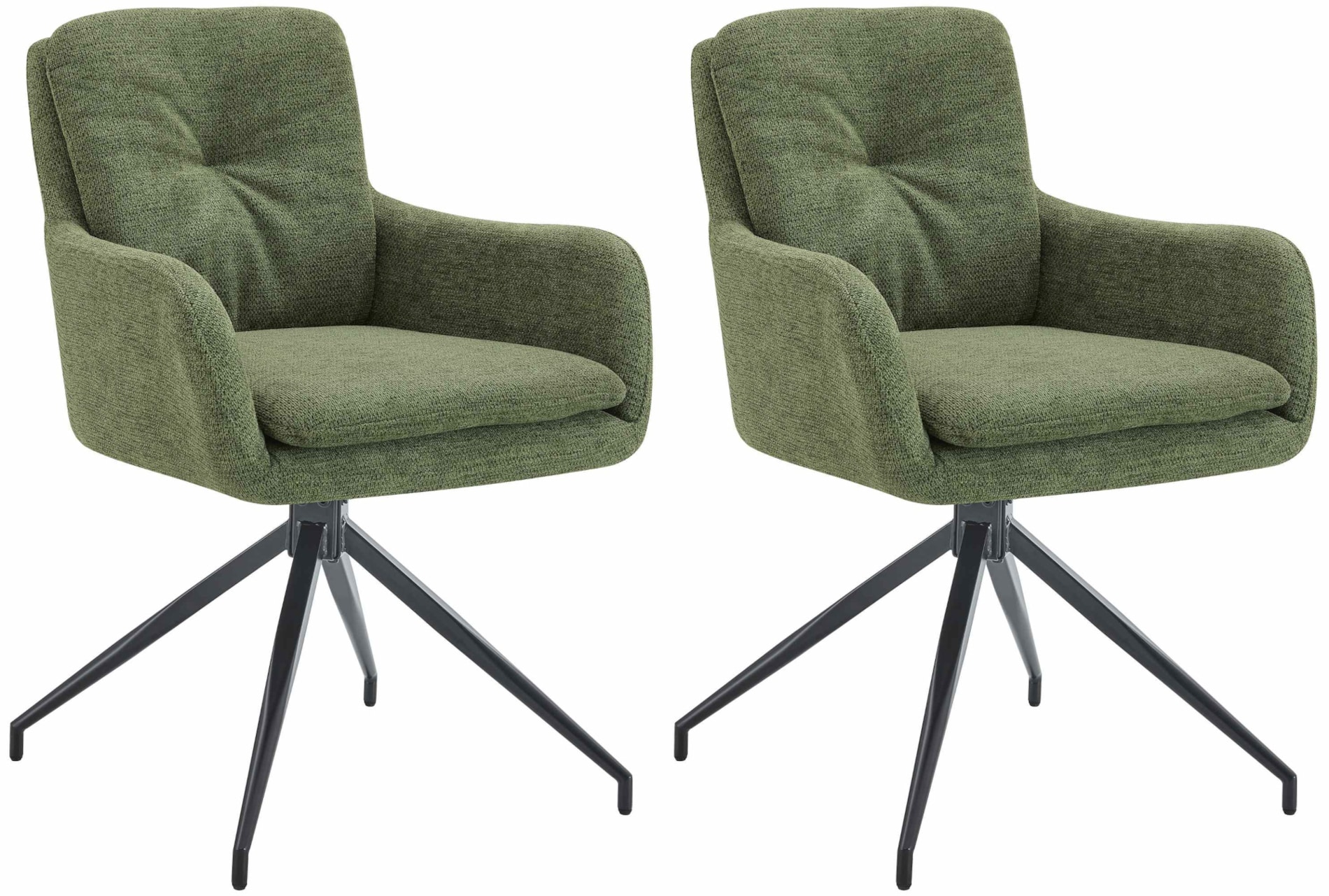 CLP Esszimmerst&uuml;hle 2er Set drehbar Pickett Stoff, 180&deg; schwenkbare Sessel mit Armlehnen und R&uuml;ckenlehnen, belastbar bis 150 kg - Bild 1