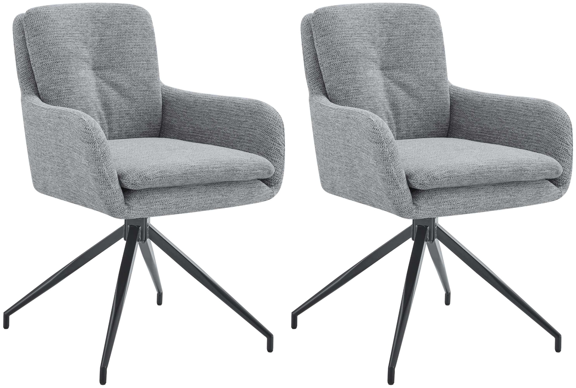 CLP Esszimmerst&uuml;hle 2er Set drehbar Pickett Stoff, 180&deg; schwenkbare Sessel mit Armlehnen und R&uuml;ckenlehnen, belastbar bis 150 kg - Bild 1