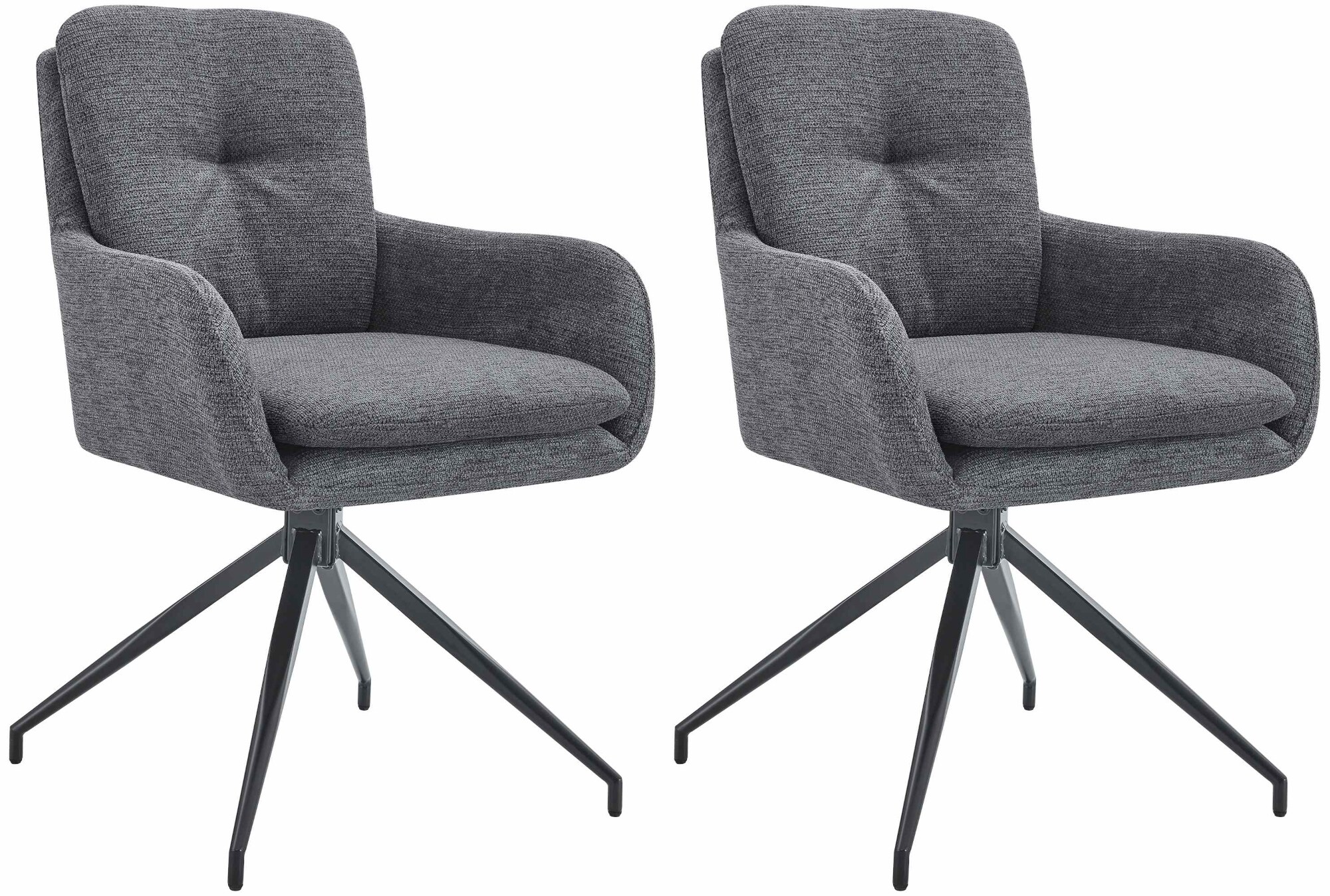 CLP Esszimmerst&uuml;hle 2er Set drehbar Pickett Stoff, 180&deg; schwenkbare Sessel mit Armlehnen und R&uuml;ckenlehnen, belastbar bis 150 kg - Bild 1