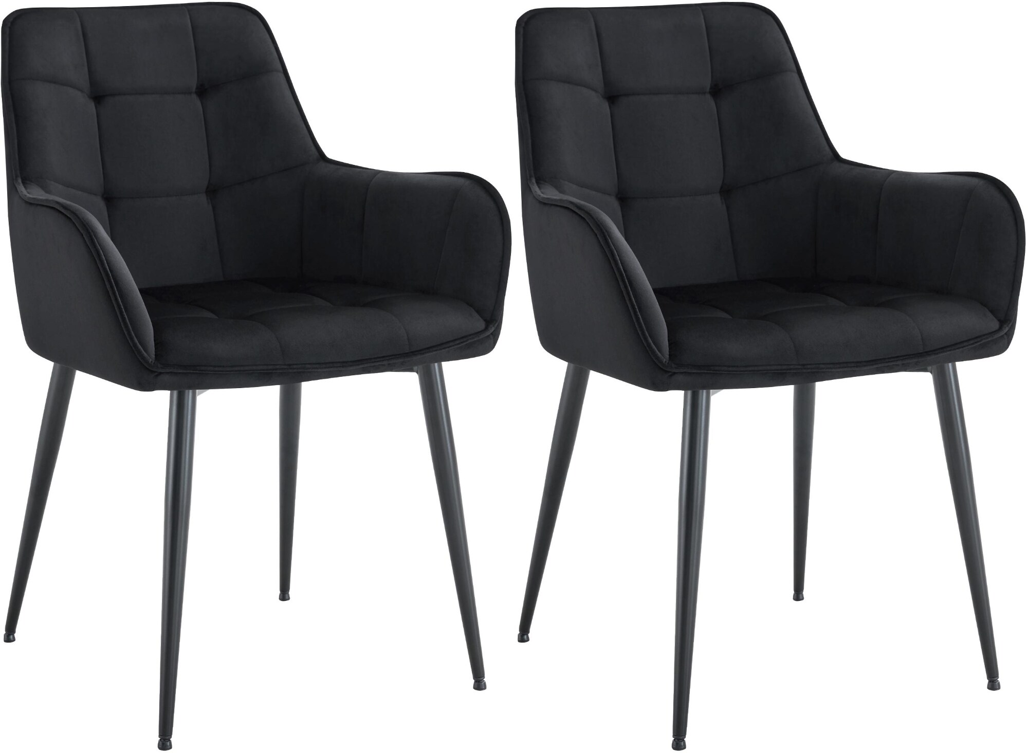 CLP 2er Set Esszimmerstuhl Ferndale mit Samtbezug I Gesteppter Sessel mit robustem Metallbeinen f&uuml;r Wohnzimmer I Bodenschutz - Bild 1