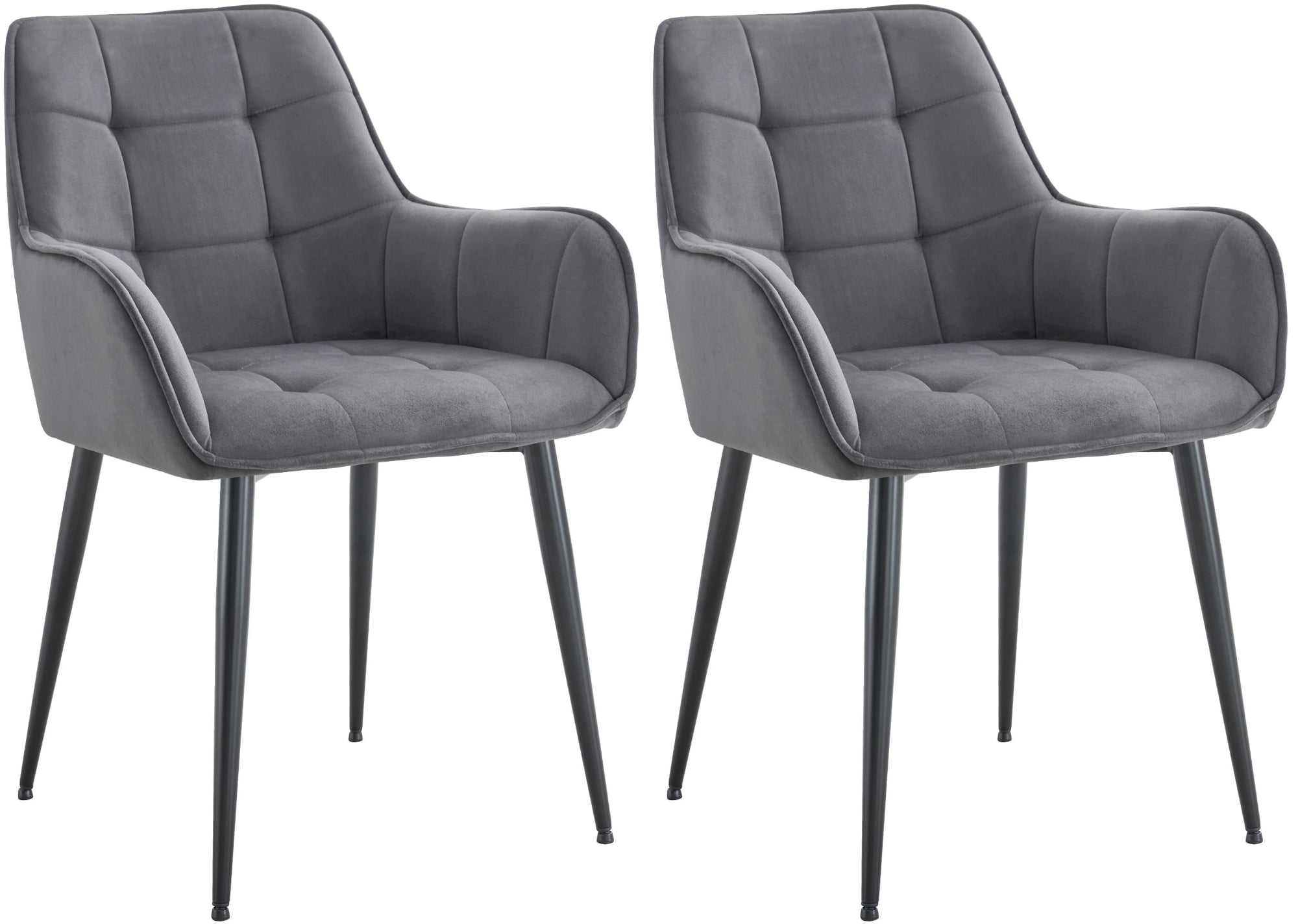 CLP 2er Set Esszimmerstuhl Ferndale mit Samtbezug I Gesteppter Sessel mit robustem Metallbeinen f&uuml;r Wohnzimmer I Bodenschutz - Bild 1