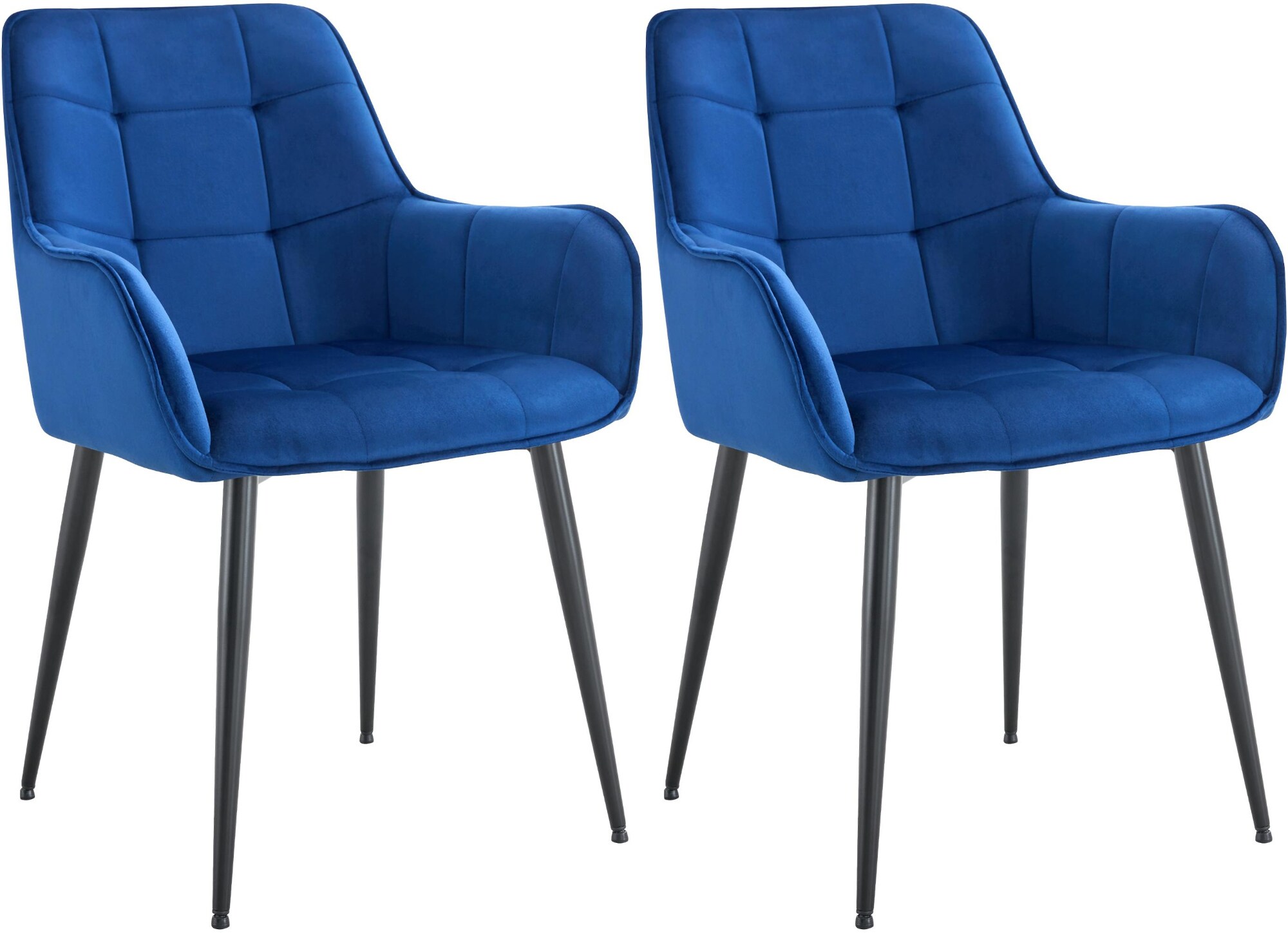 CLP 2er Set Esszimmerstuhl Ferndale mit Samtbezug I Gesteppter Sessel mit robustem Metallbeinen f&uuml;r Wohnzimmer I Bodenschutz - Bild 1