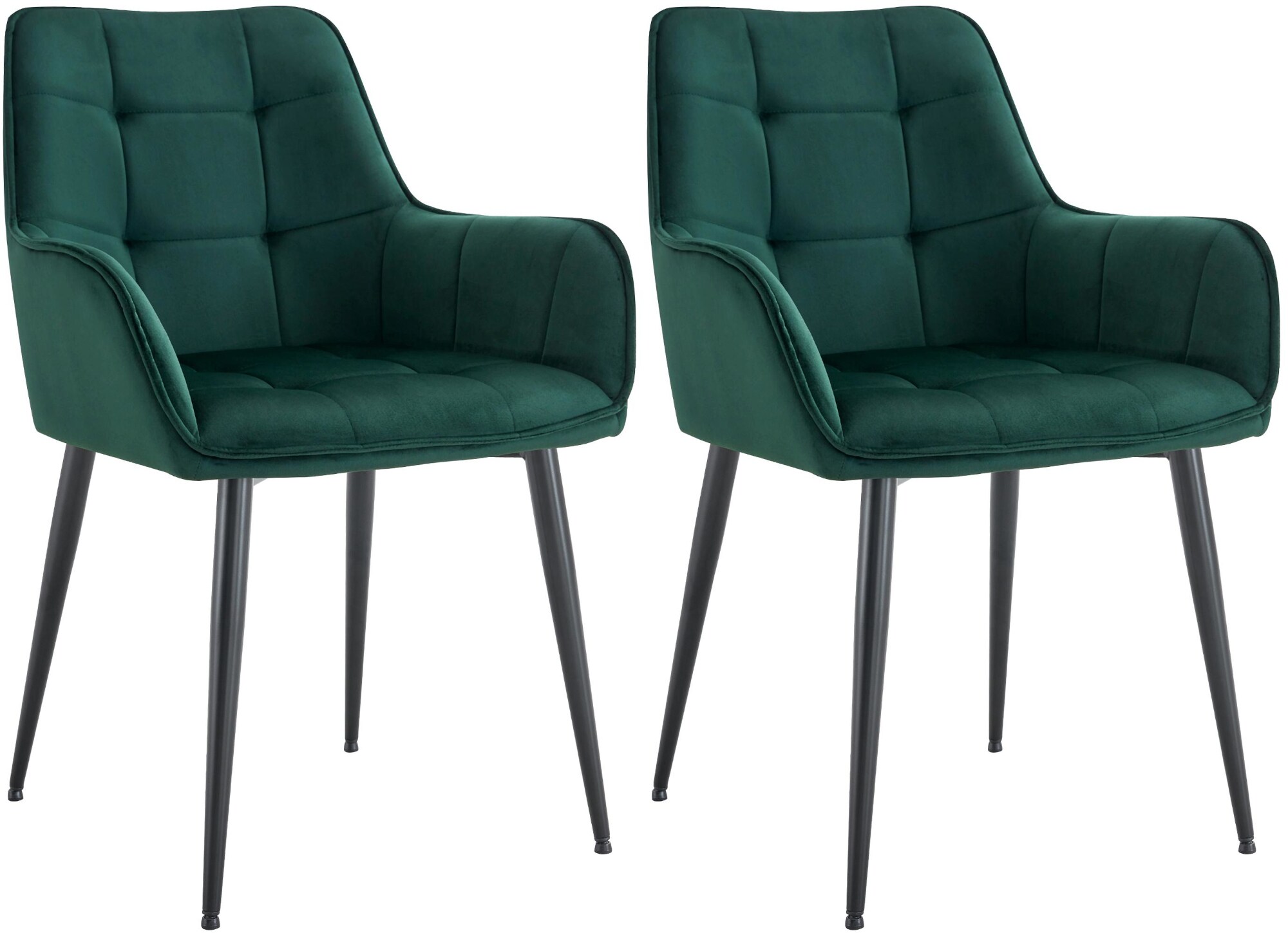 CLP 2er Set Esszimmerstuhl Ferndale mit Samtbezug I Gesteppter Sessel mit robustem Metallbeinen f&uuml;r Wohnzimmer I Bodenschutz - Bild 1