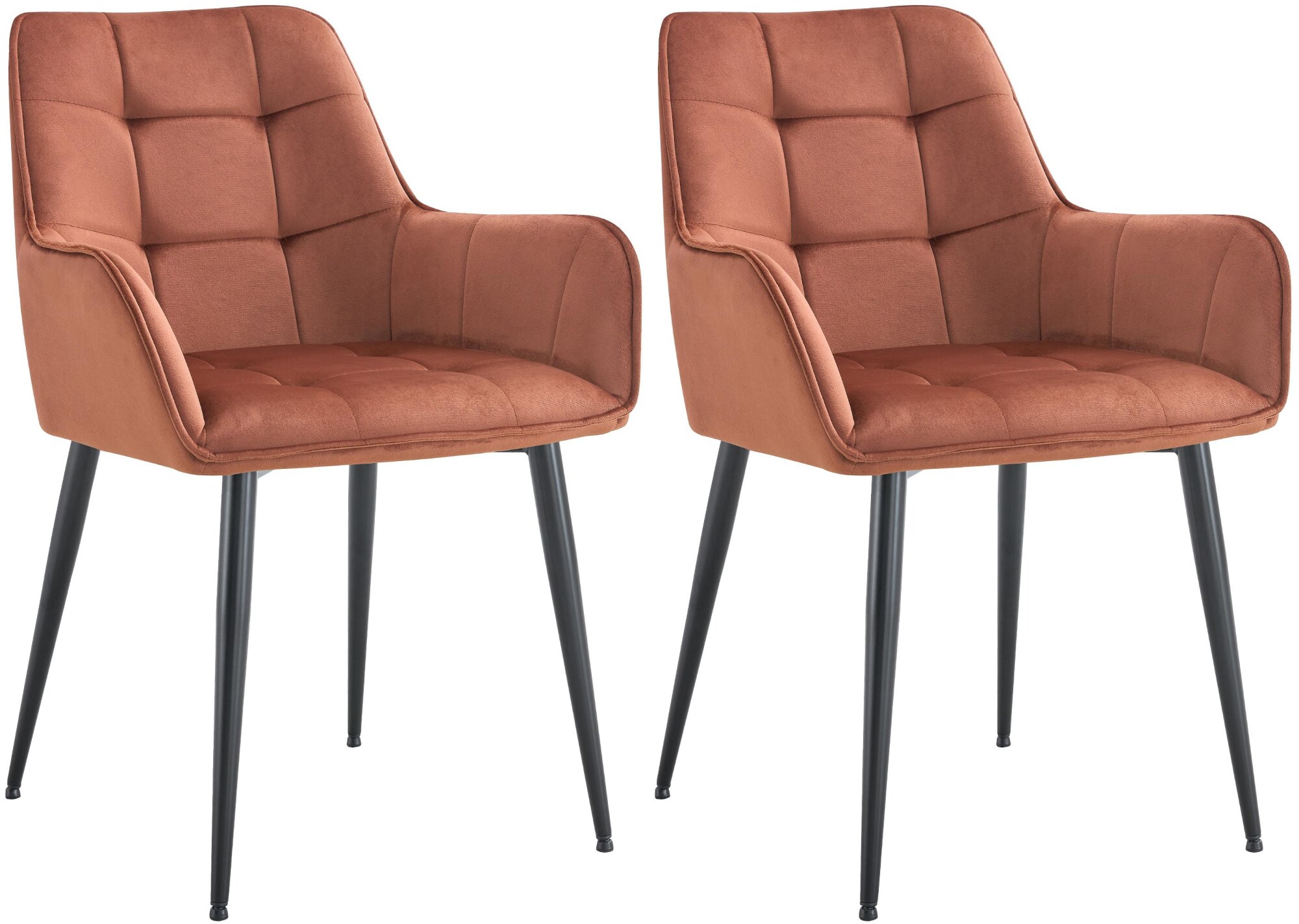 CLP 2er Set Esszimmerstuhl Ferndale mit Samtbezug I Gesteppter Sessel mit robustem Metallbeinen f&uuml;r Wohnzimmer I Bodenschutz - Bild 1