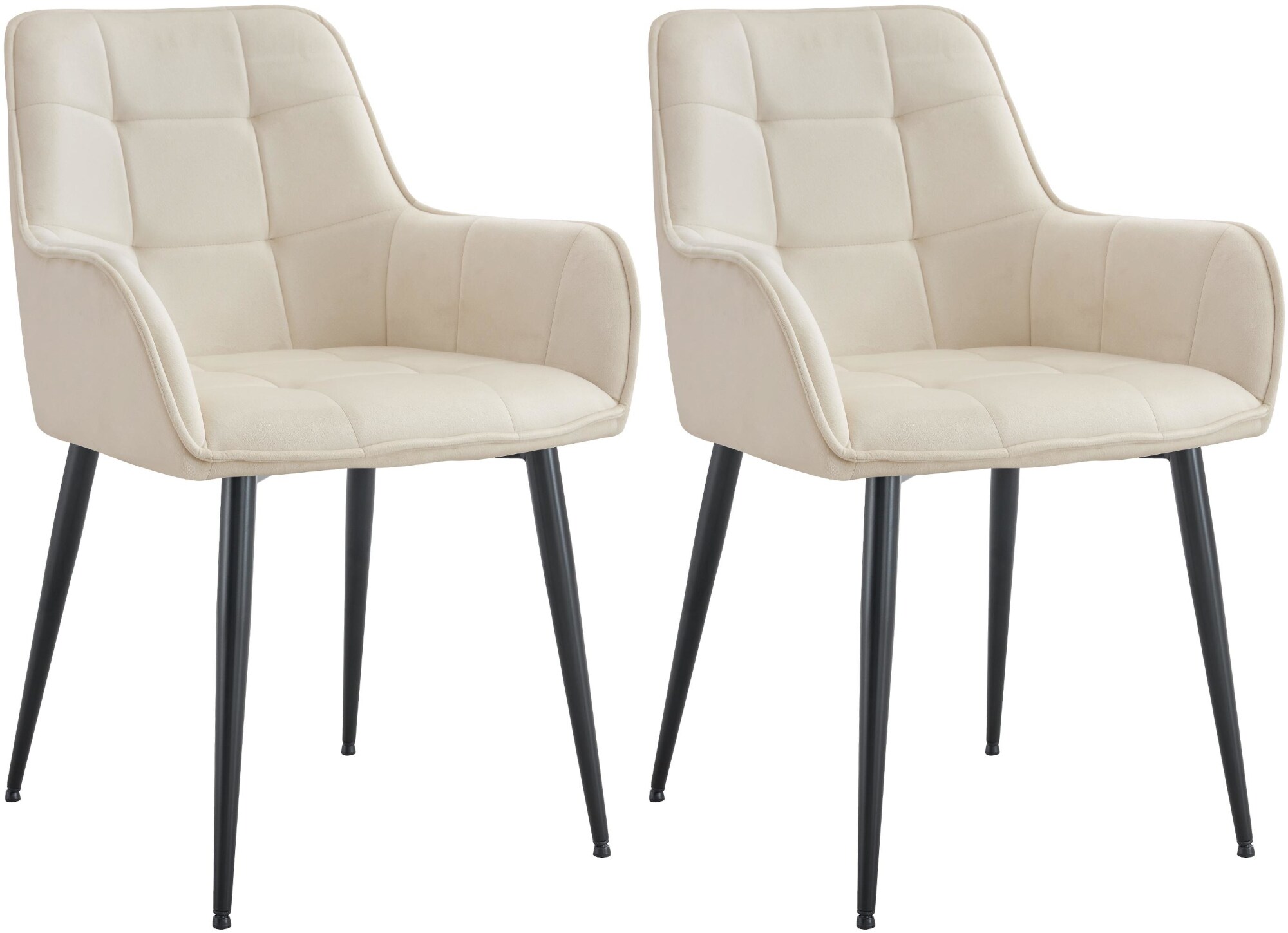 CLP 2er Set Esszimmerstuhl Ferndale mit Samtbezug I Gesteppter Sessel mit robustem Metallbeinen f&uuml;r Wohnzimmer I Bodenschutz - Bild 1