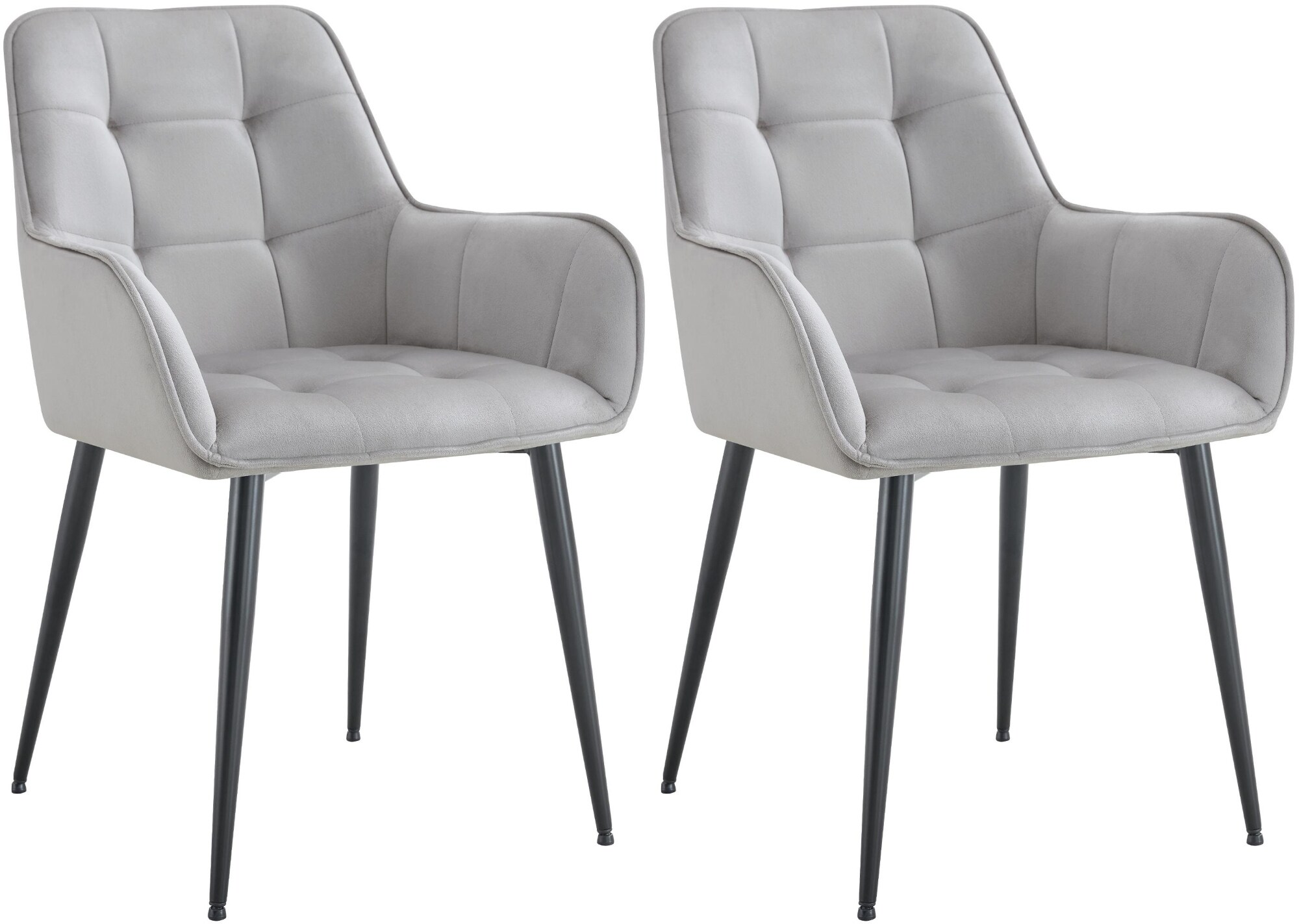 CLP 2er Set Esszimmerstuhl Ferndale mit Samtbezug I Gesteppter Sessel mit robustem Metallbeinen f&uuml;r Wohnzimmer I Bodenschutz - Bild 1