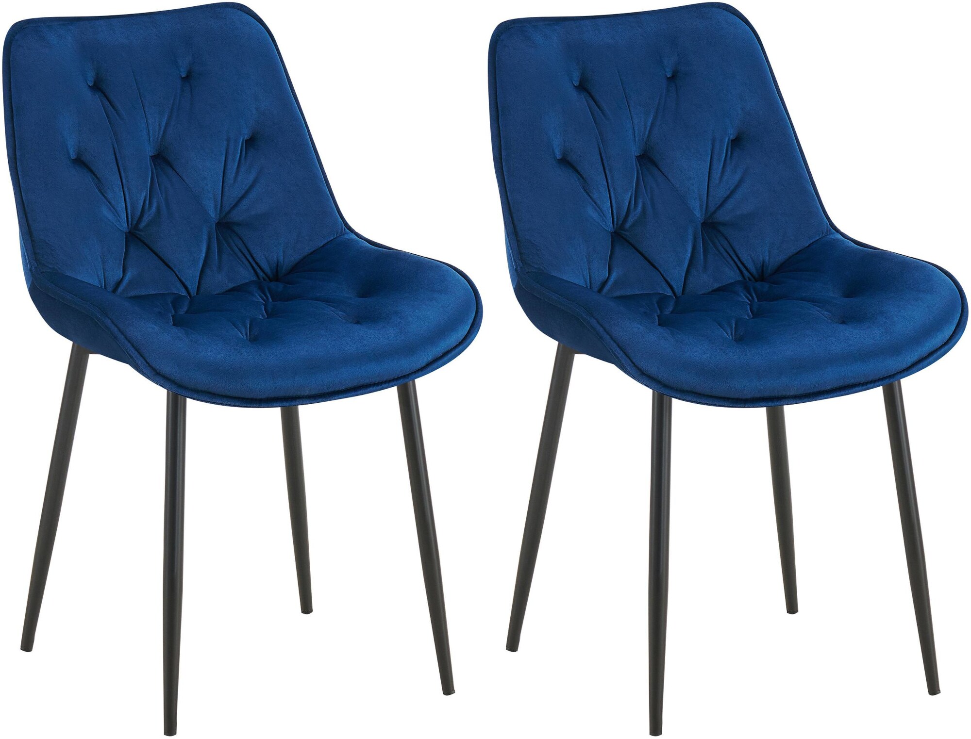 CLP 2er Set Esszimmerstuhl Wallace I Moderner Polsterstuhl mit Samtbezug & Steppung I Metallgestell I 120kg belastbar I Komfortabel - Bild 1