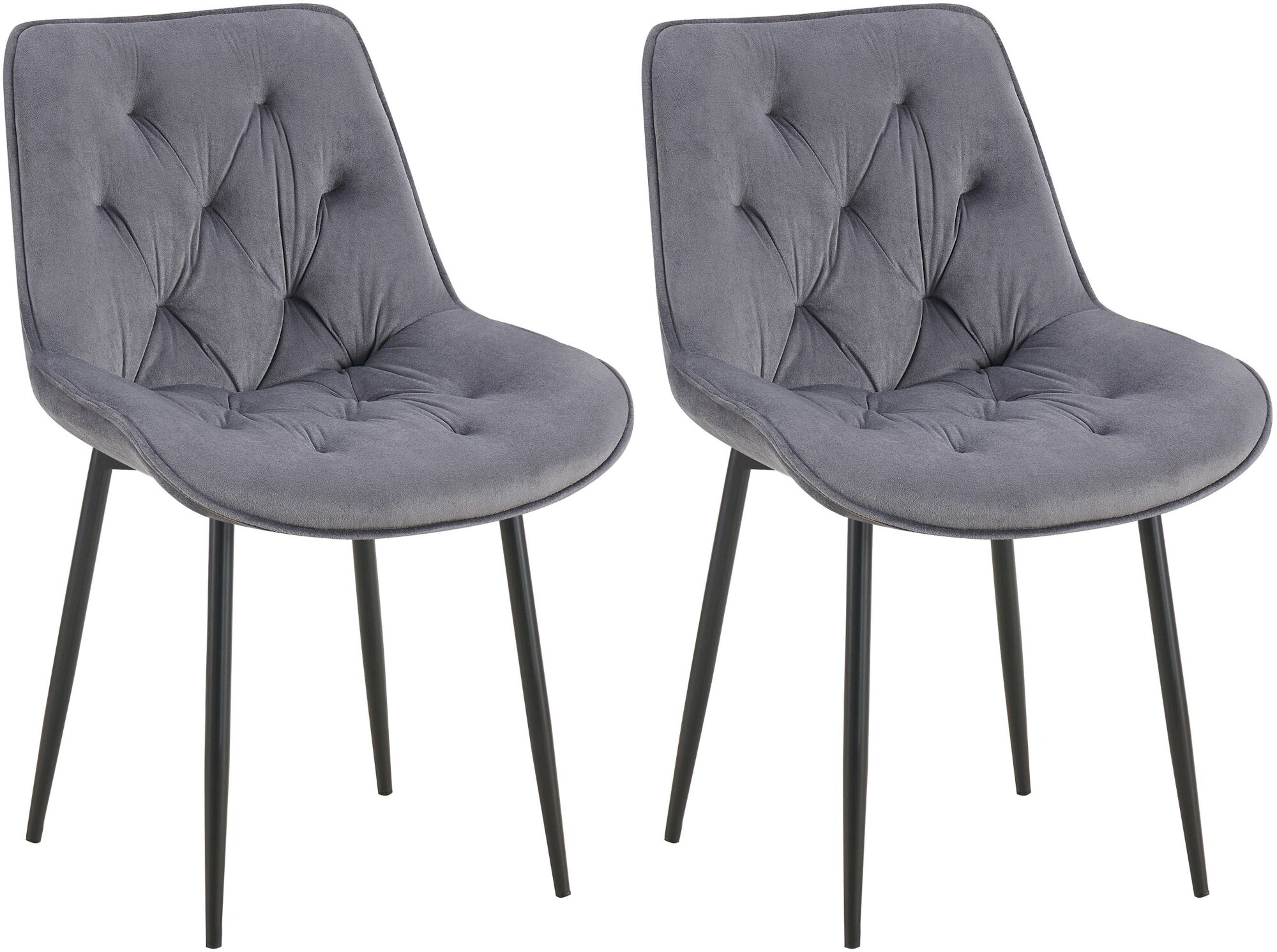 CLP 2er Set Esszimmerstuhl Wallace I Moderner Polsterstuhl mit Samtbezug & Steppung I Metallgestell I 120kg belastbar I Komfortabel - Bild 1