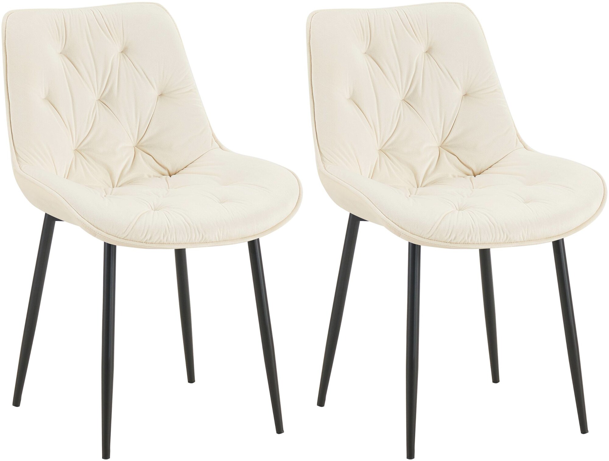 CLP 2er Set Esszimmerstuhl Wallace I Moderner Polsterstuhl mit Samtbezug & Steppung I Metallgestell I 120kg belastbar I Komfortabel - Bild 1