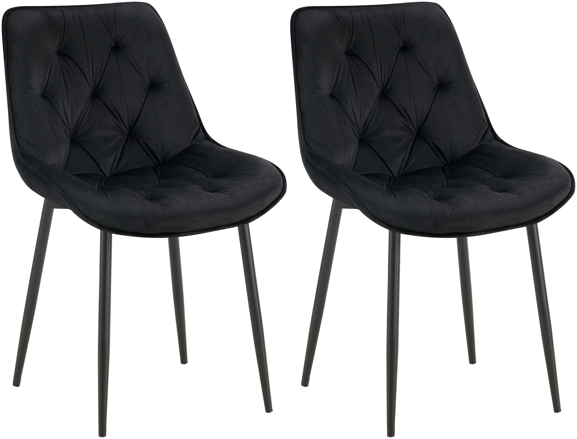 CLP 2er Set Esszimmerstuhl Wallace I Moderner Polsterstuhl mit Samtbezug & Steppung I Metallgestell I 120kg belastbar I Komfortabel - Bild 1