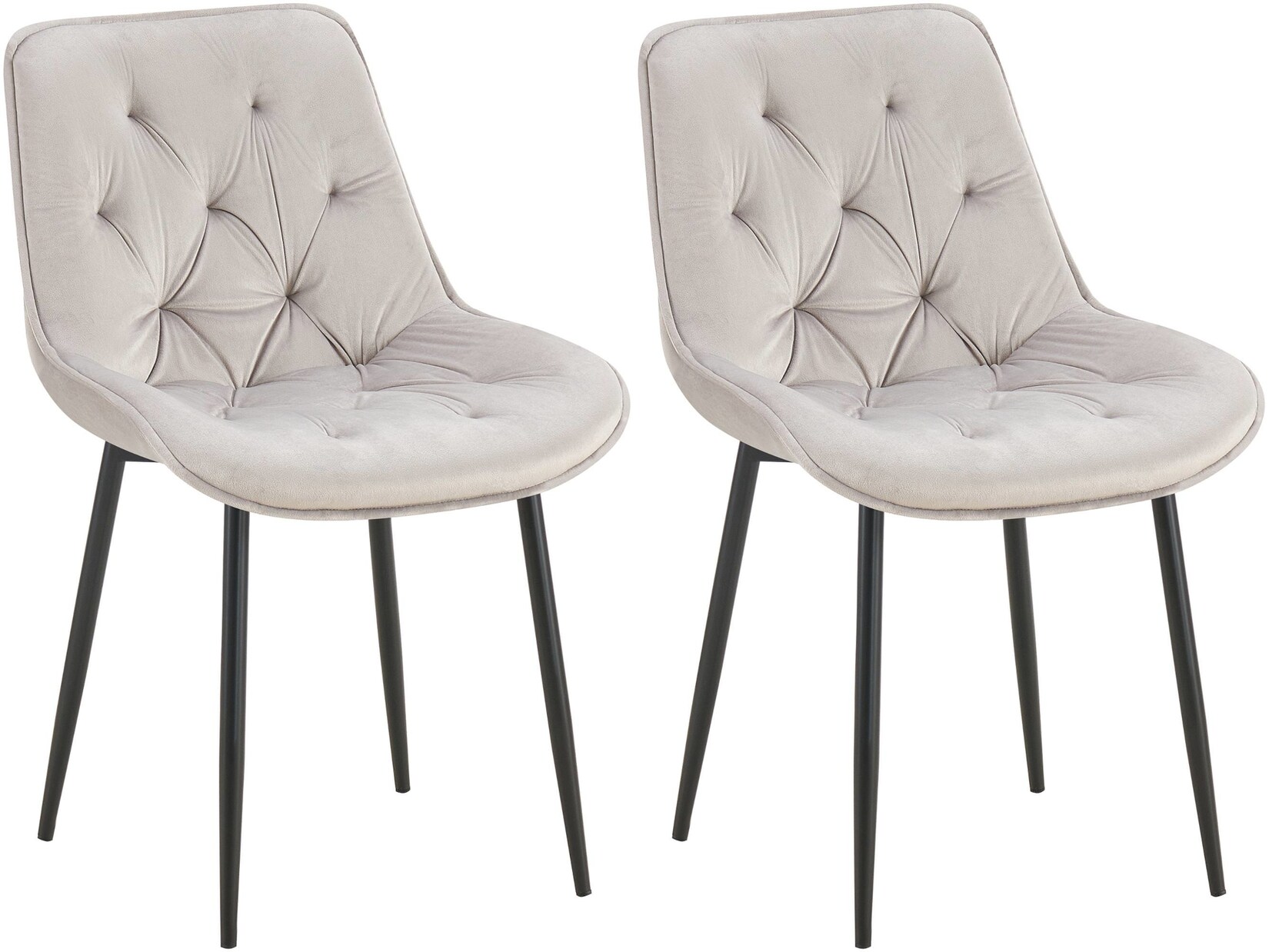 CLP 2er Set Esszimmerstuhl Wallace I Moderner Polsterstuhl mit Samtbezug & Steppung I Metallgestell I 120kg belastbar I Komfortabel | 04255716365332